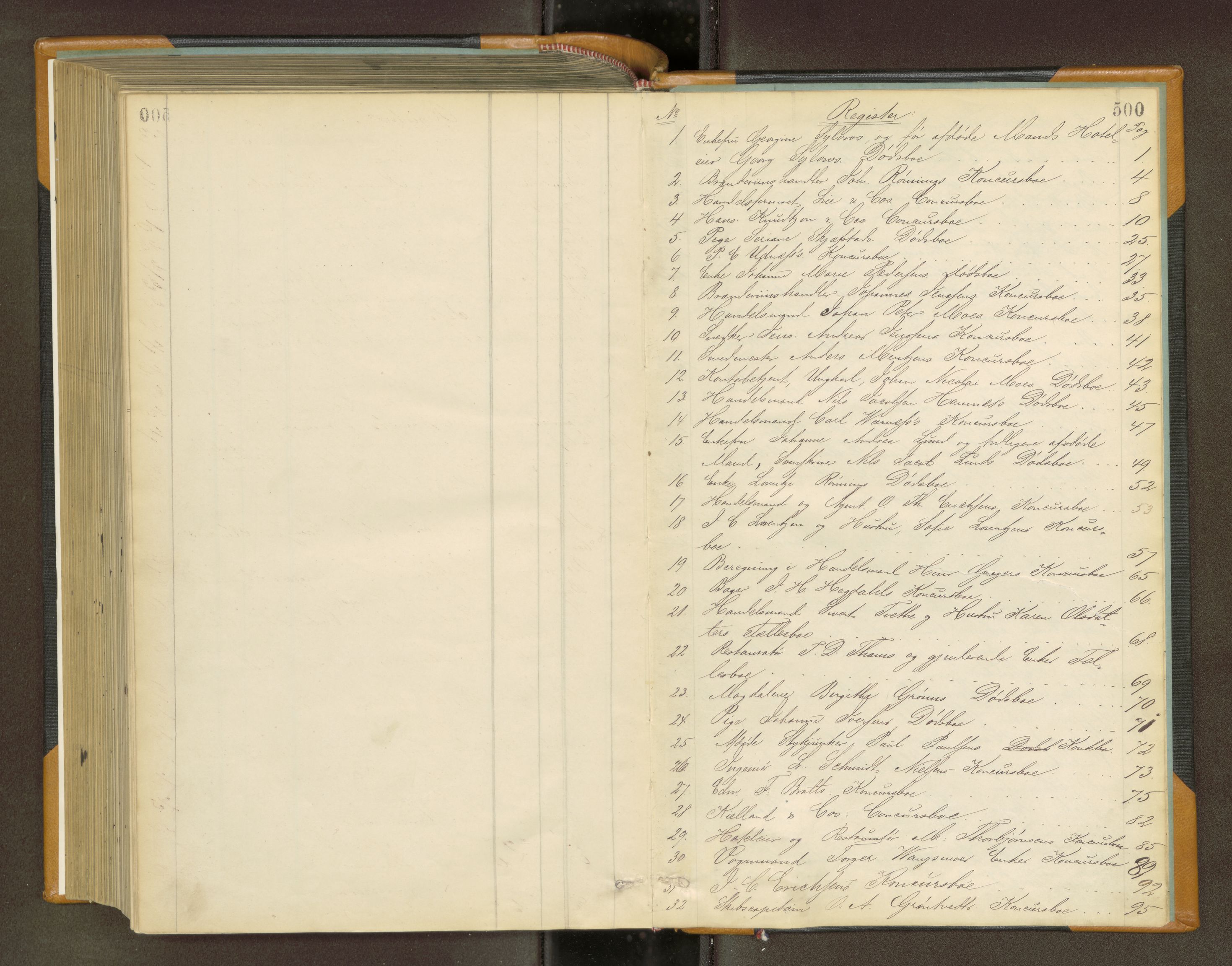 Trondheim byfogd, AV/SAT-A-0003/1/3/3A/L0034: Skifteutlodningsprotokoll - 2/8-26/12. (m/ register) U, 1884-1888, p. 500