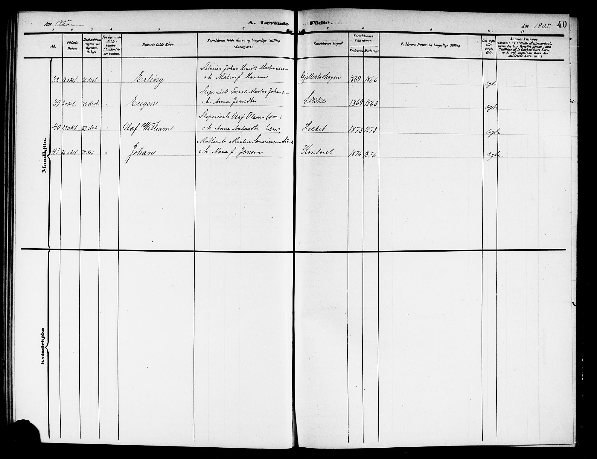 Askim prestekontor Kirkebøker, AV/SAO-A-10900/G/Ga/L0002: Parish register (copy) no. 2, 1903-1921, p. 40