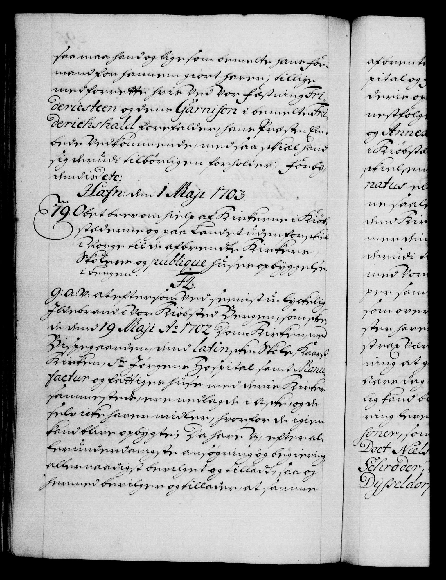 Danske Kanselli 1572-1799, AV/RA-EA-3023/F/Fc/Fca/Fcaa/L0018: Norske registre, 1699-1703, p. 495b