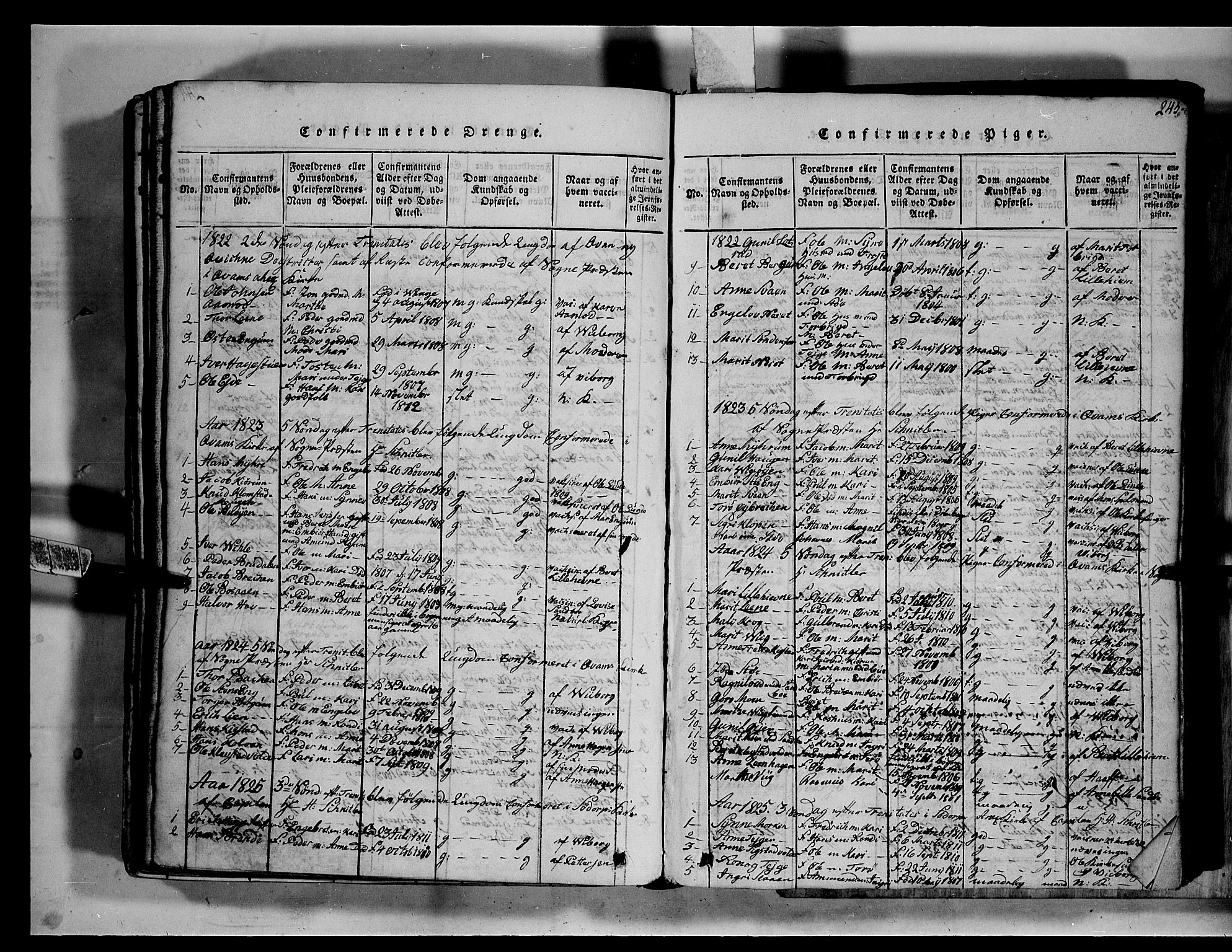 Fron prestekontor, SAH/PREST-078/H/Ha/Hab/L0002: Parish register (copy) no. 2, 1816-1850, p. 245