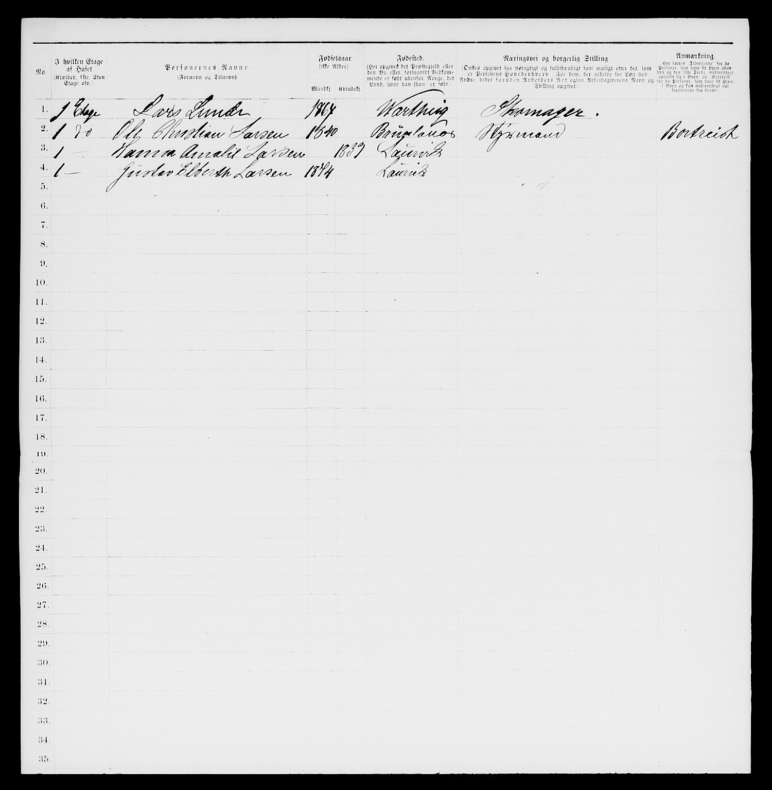 SAKO, 1885 census for 0707 Larvik, 1885, p. 571