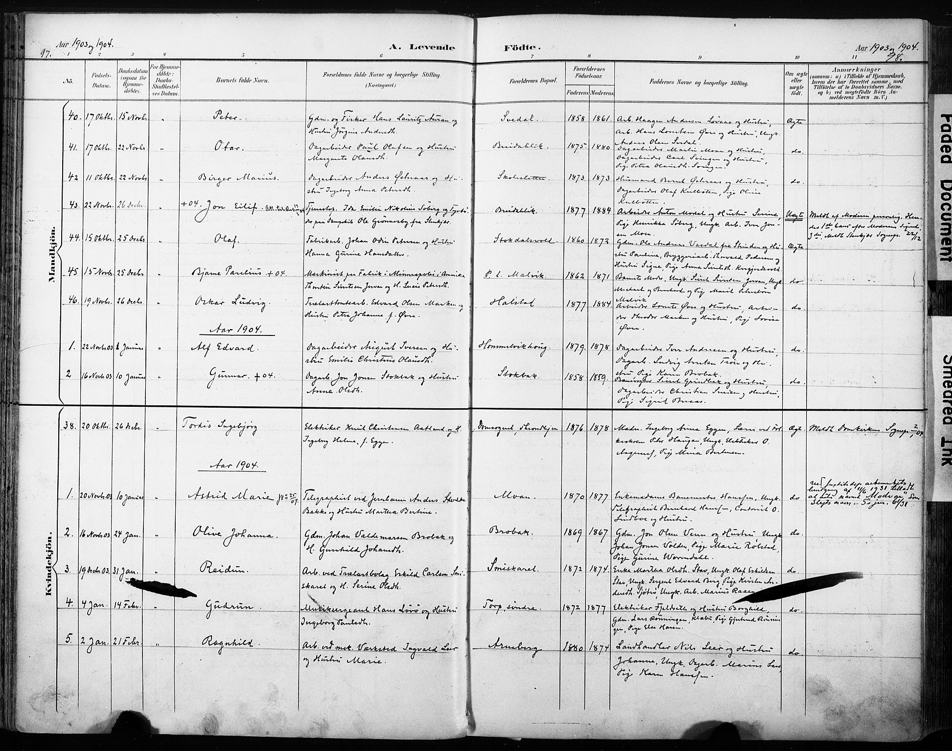 Ministerialprotokoller, klokkerbøker og fødselsregistre - Sør-Trøndelag, SAT/A-1456/616/L0411: Parish register (official) no. 616A08, 1894-1906, p. 97-98