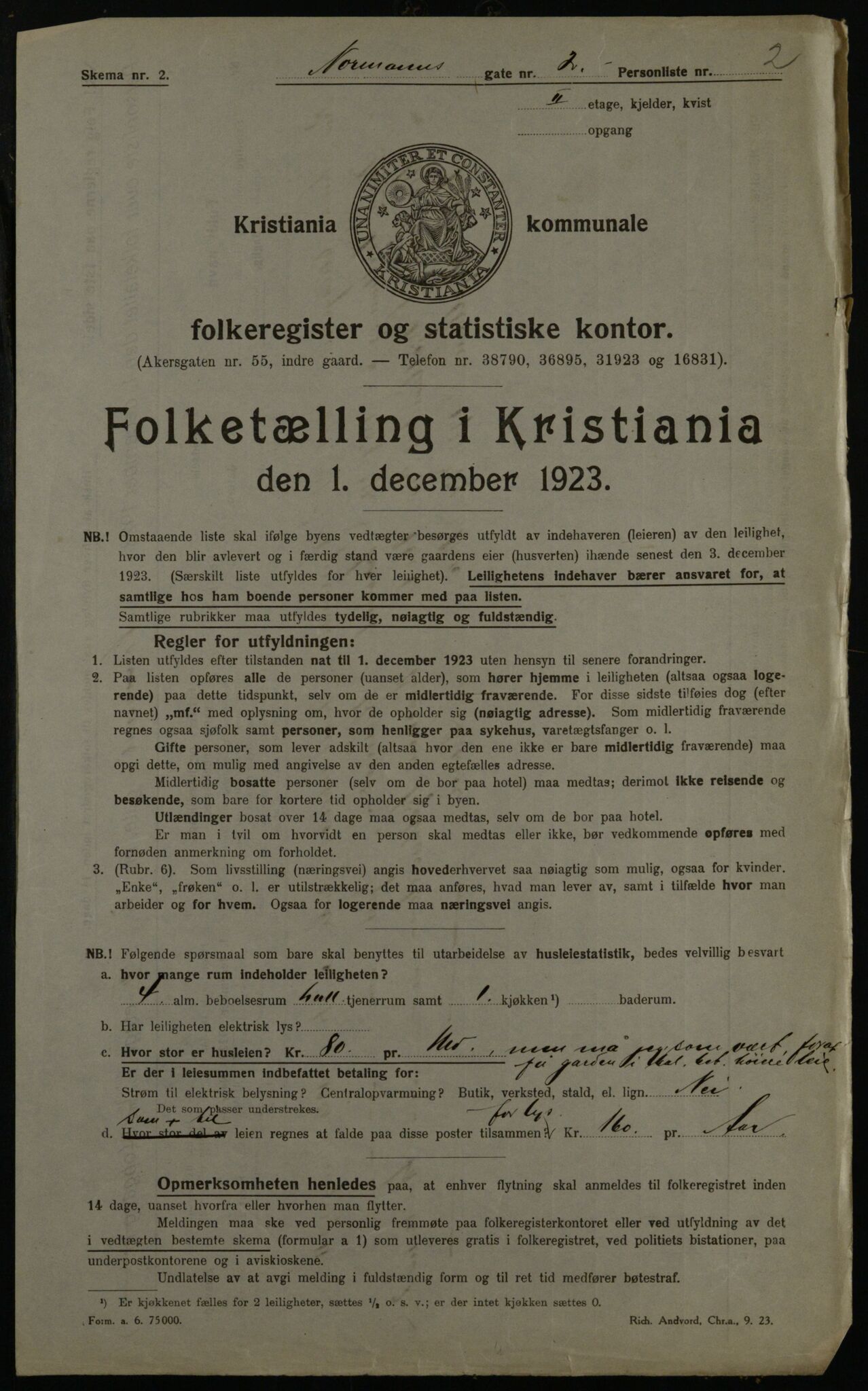 OBA, Municipal Census 1923 for Kristiania, 1923, p. 80717