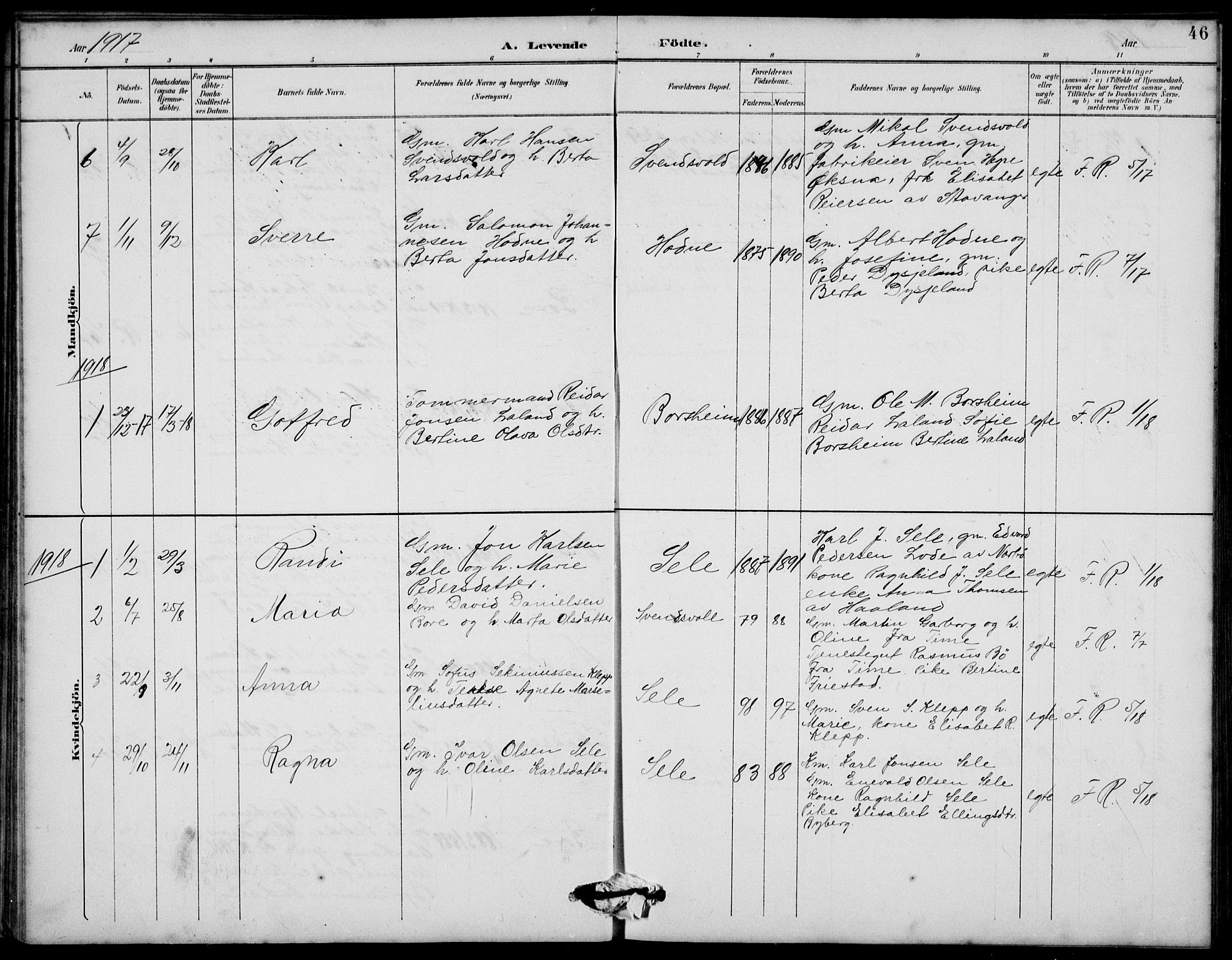 Klepp sokneprestkontor, AV/SAST-A-101803/001/3/30BB/L0006: Parish register (copy) no. B 6, 1889-1936, p. 46