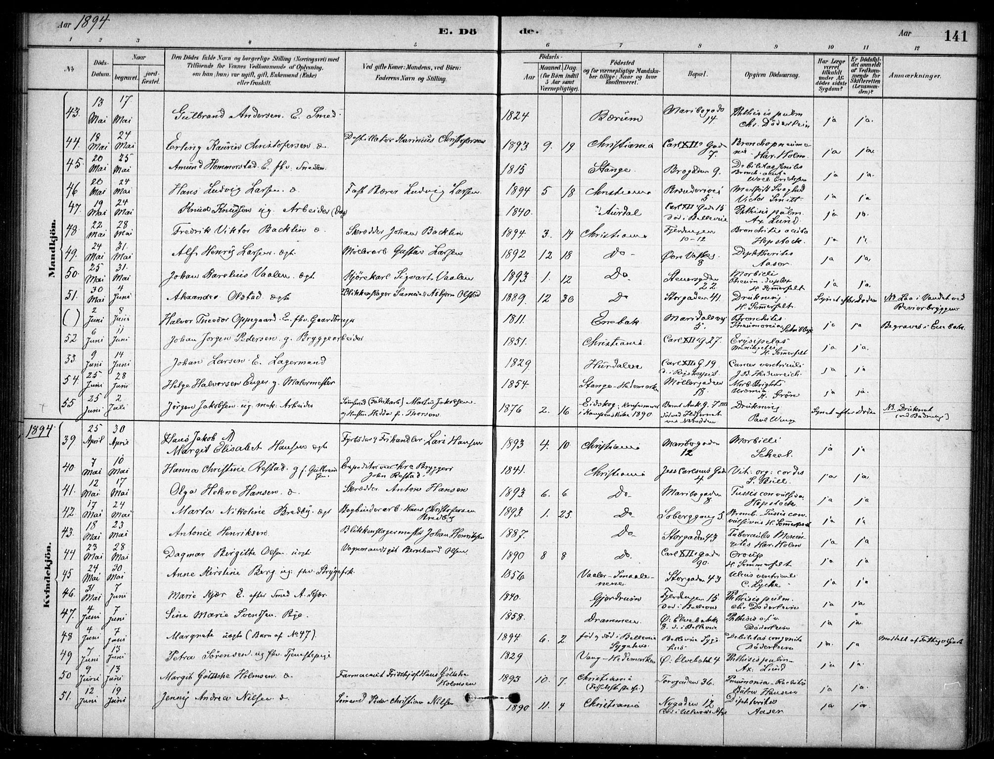 Jakob prestekontor Kirkebøker, SAO/A-10850/F/Fa/L0007: Parish register (official) no. 7, 1880-1905, p. 141