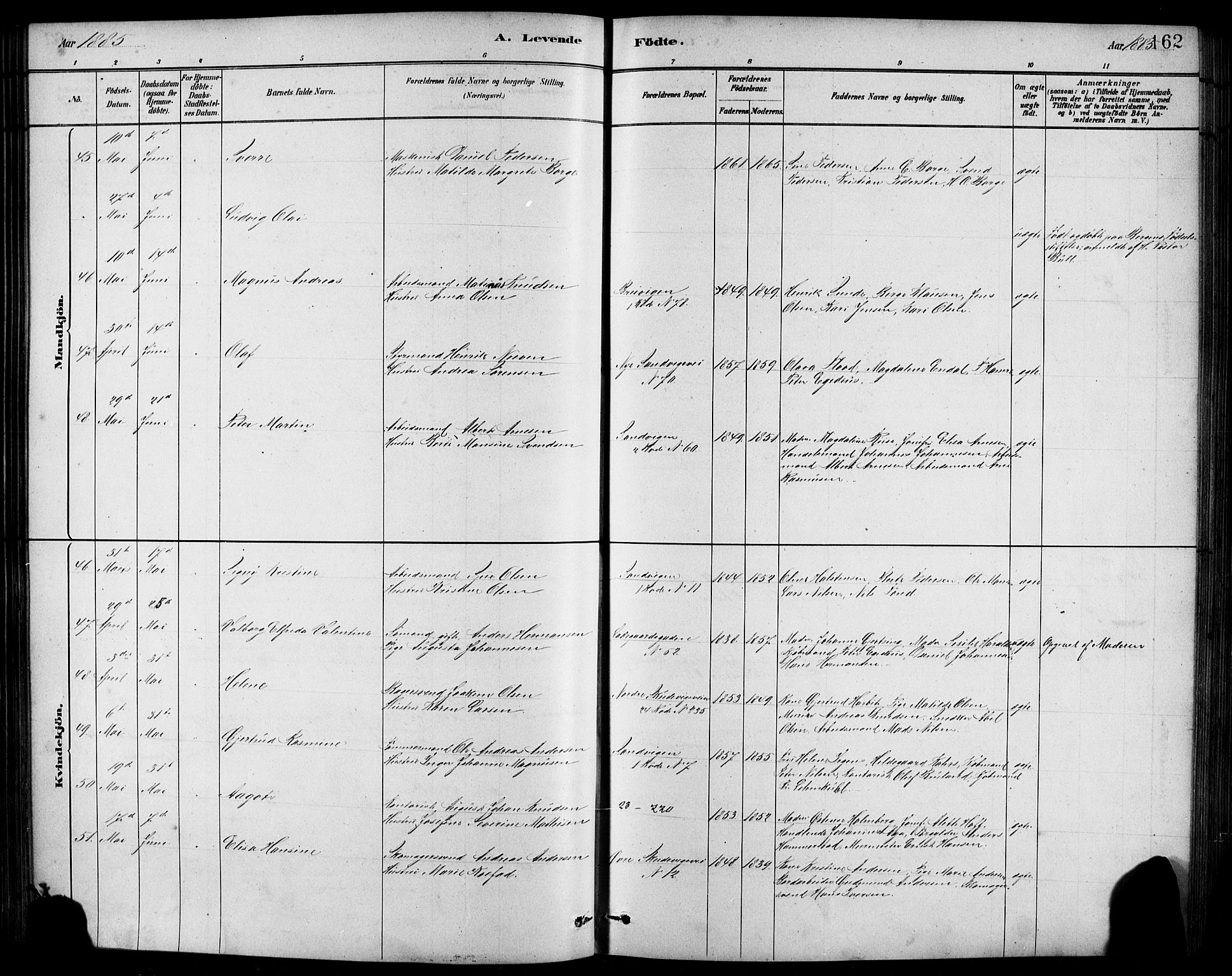 Sandviken Sokneprestembete, AV/SAB-A-77601/H/Hb/L0001: Parish register (copy) no. A 2, 1879-1892, p. 162