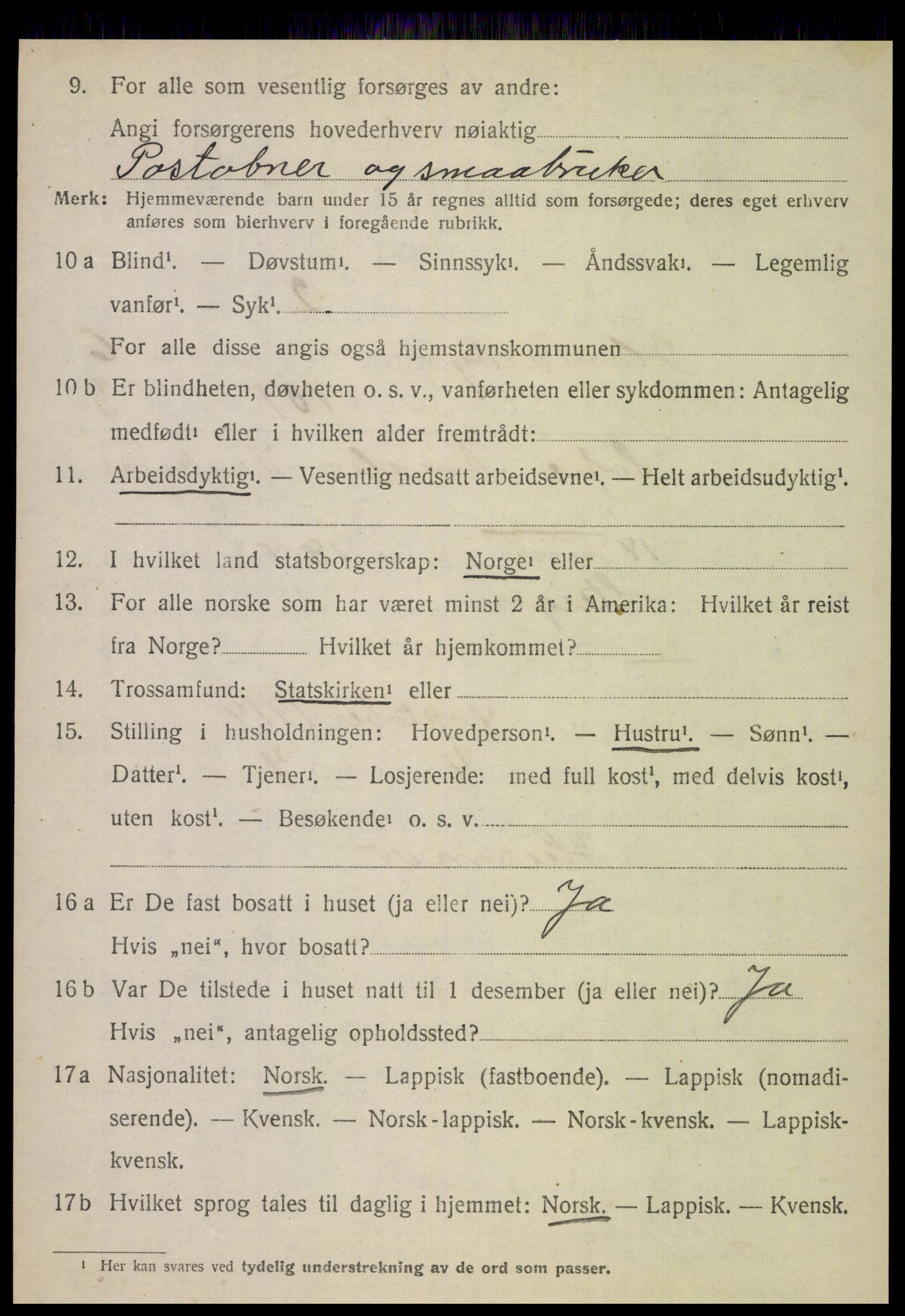 SAT, 1920 census for Hamarøy, 1920, p. 3111