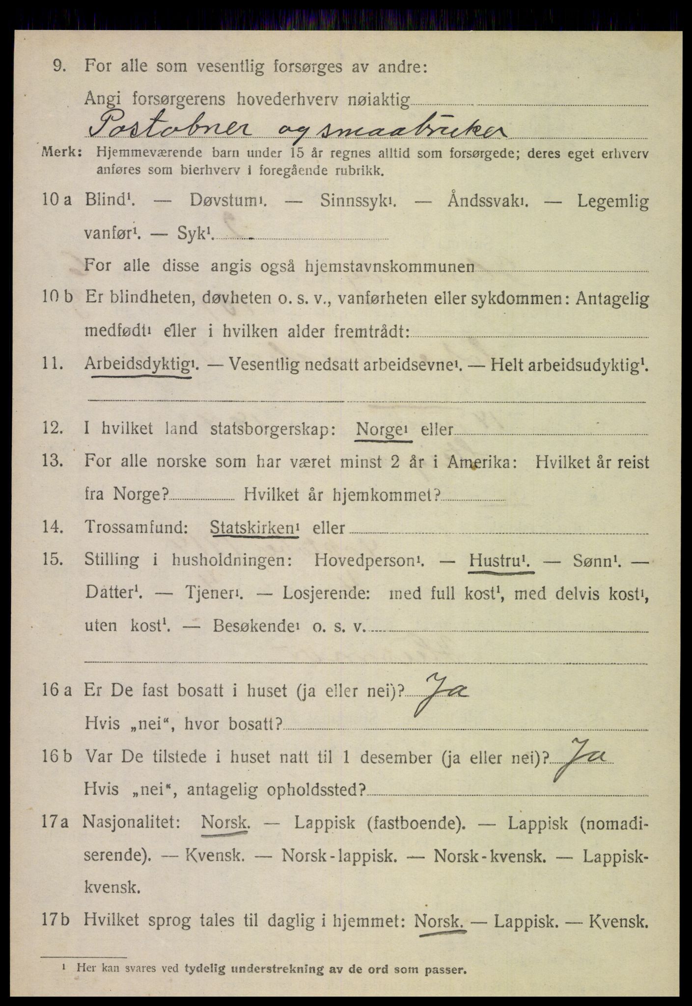 SAT, 1920 census for Hamarøy, 1920, p. 3111