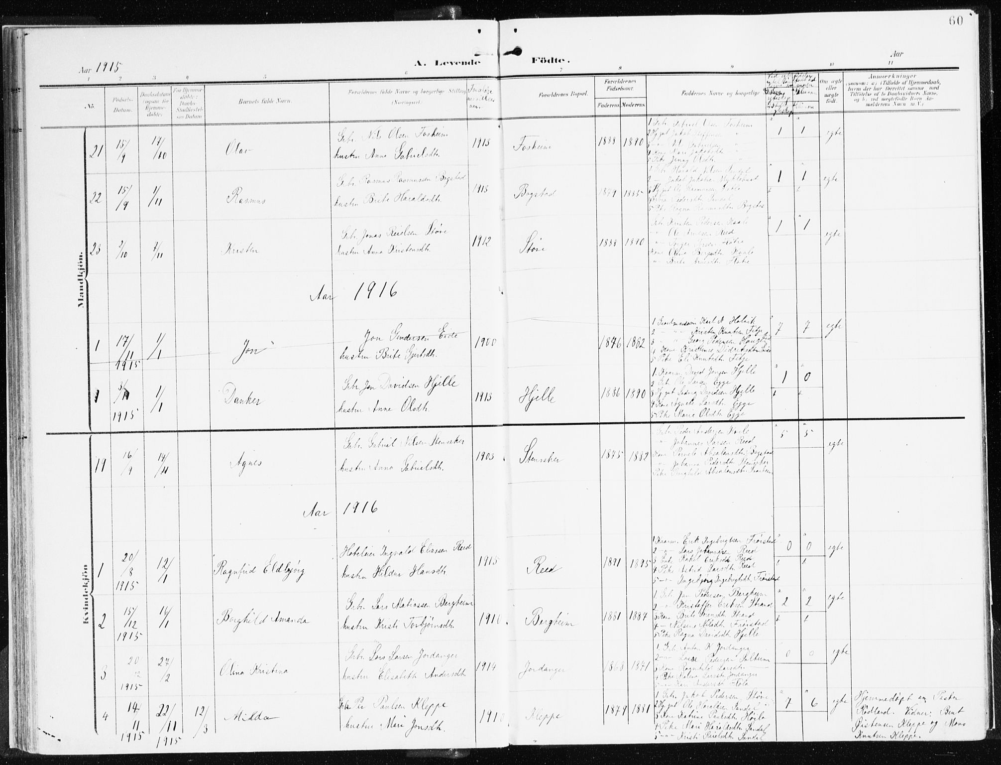 Gloppen sokneprestembete, AV/SAB-A-80101/H/Haa/Haac/L0003: Parish register (official) no. C 3, 1904-1921, p. 60