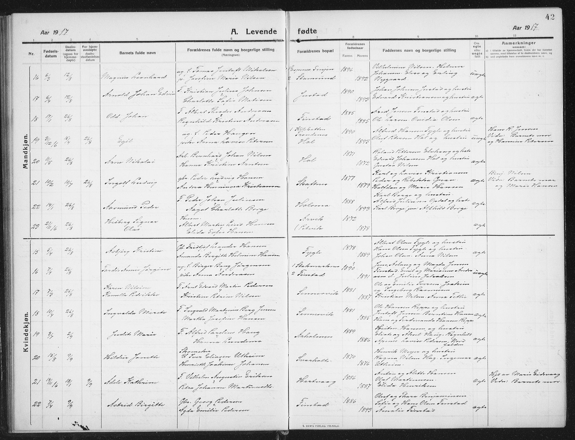 Ministerialprotokoller, klokkerbøker og fødselsregistre - Nordland, AV/SAT-A-1459/882/L1183: Parish register (copy) no. 882C01, 1911-1938, p. 42