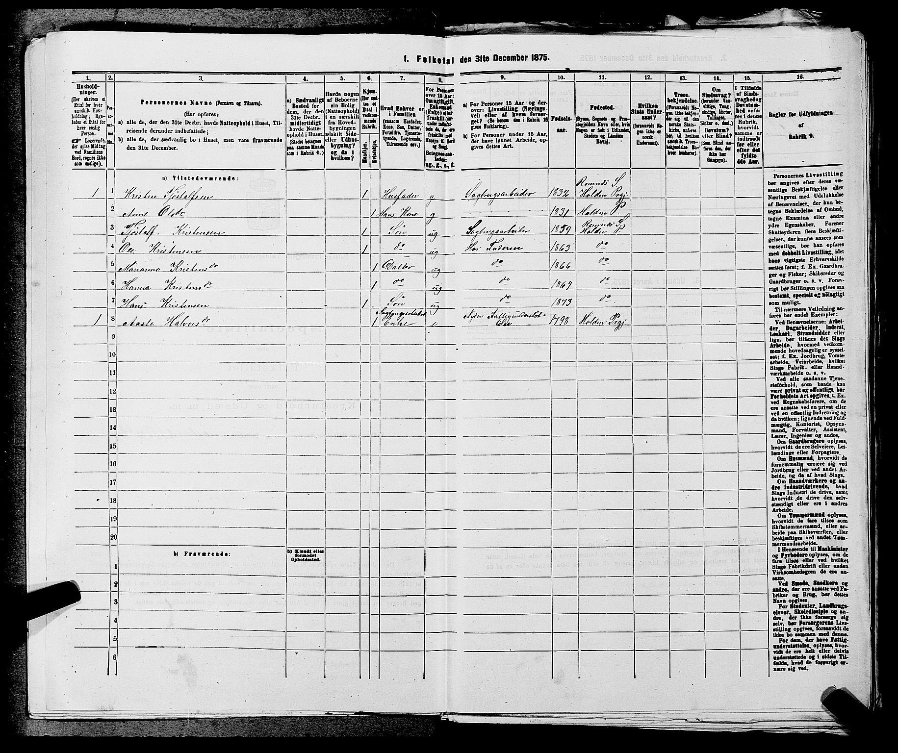 SAKO, 1875 census for 0819P Holla, 1875, p. 1087