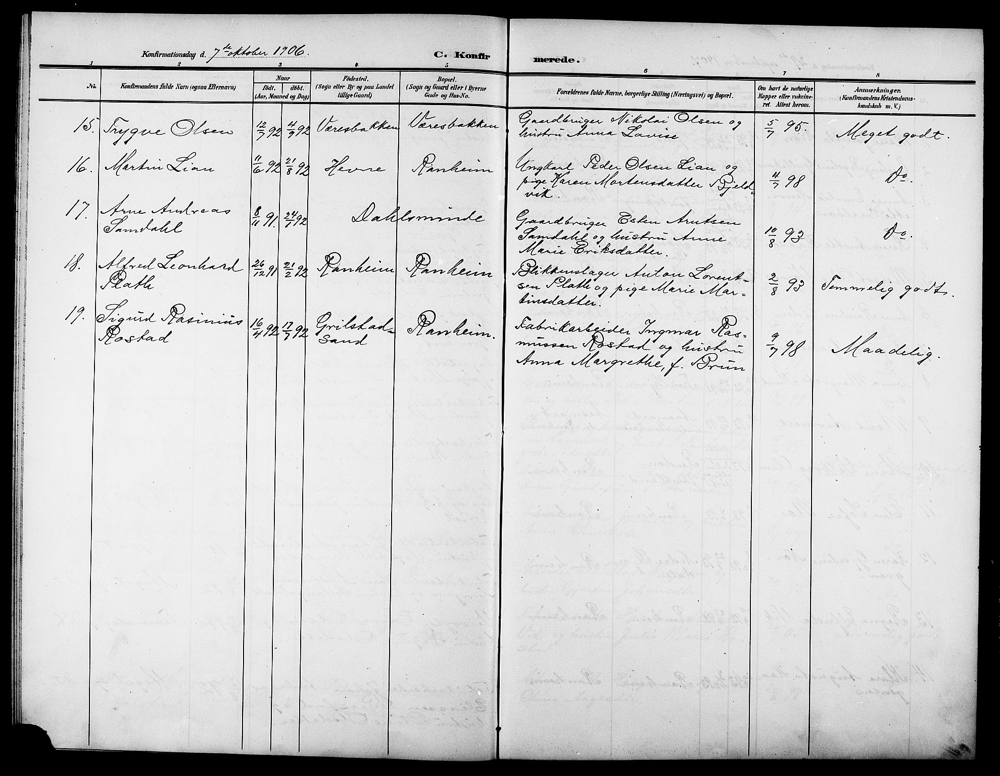 Ministerialprotokoller, klokkerbøker og fødselsregistre - Sør-Trøndelag, AV/SAT-A-1456/615/L0400: Parish register (copy) no. 615C01, 1905-1921