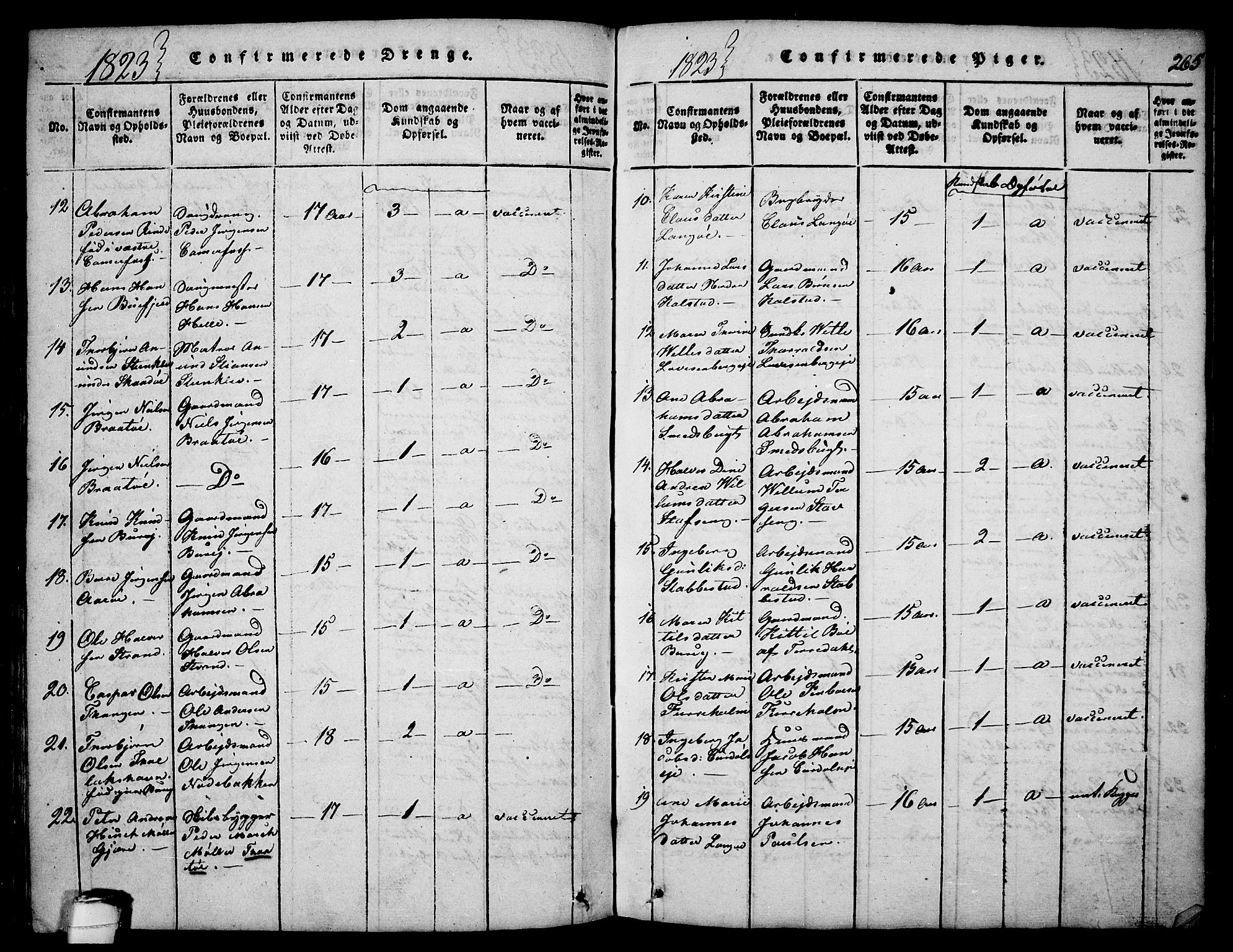 Sannidal kirkebøker, AV/SAKO-A-296/F/Fa/L0004: Parish register (official) no. 4, 1814-1829, p. 265