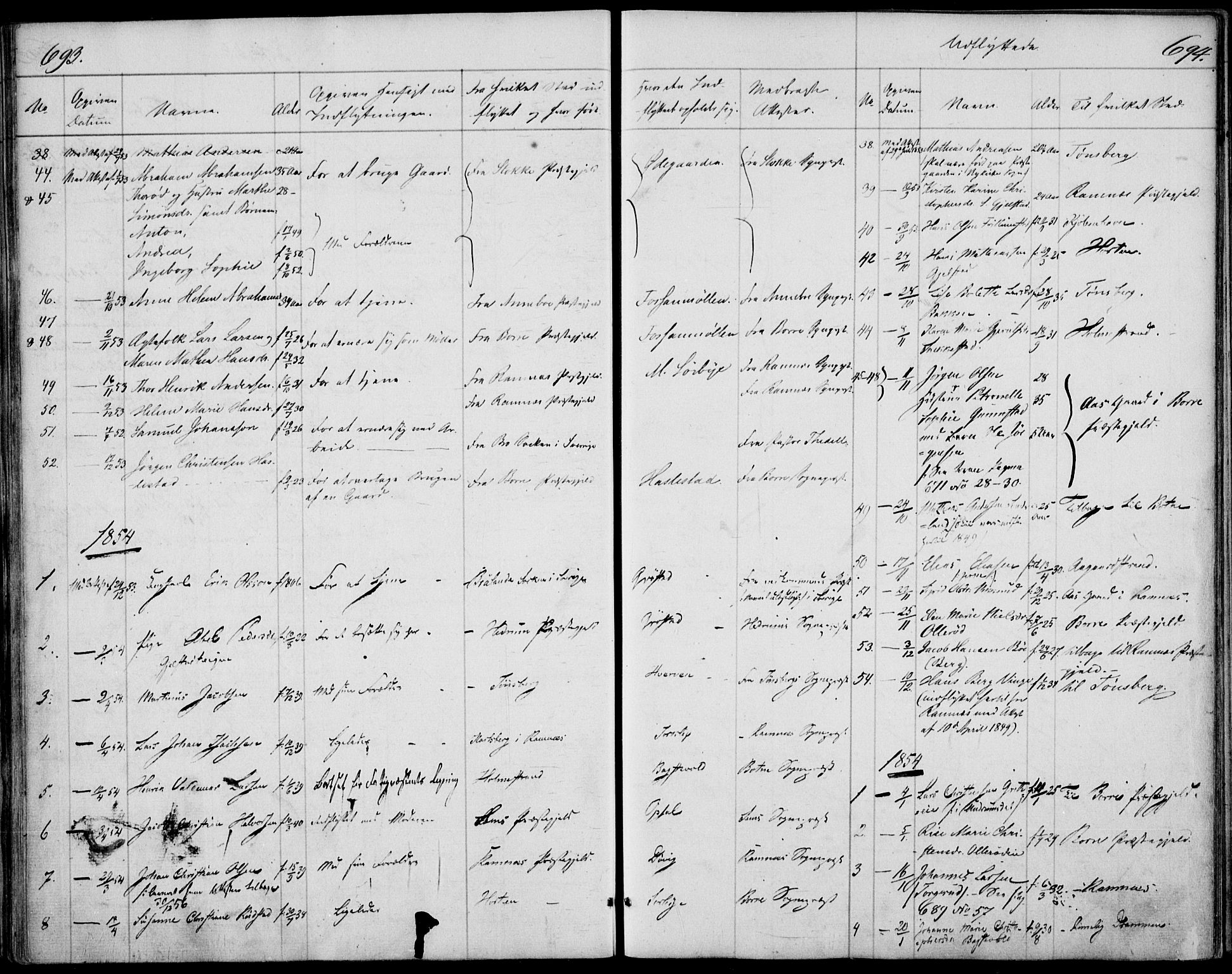 Våle kirkebøker, SAKO/A-334/F/Fa/L0009b: Parish register (official) no. I 9B, 1841-1860, p. 693-694