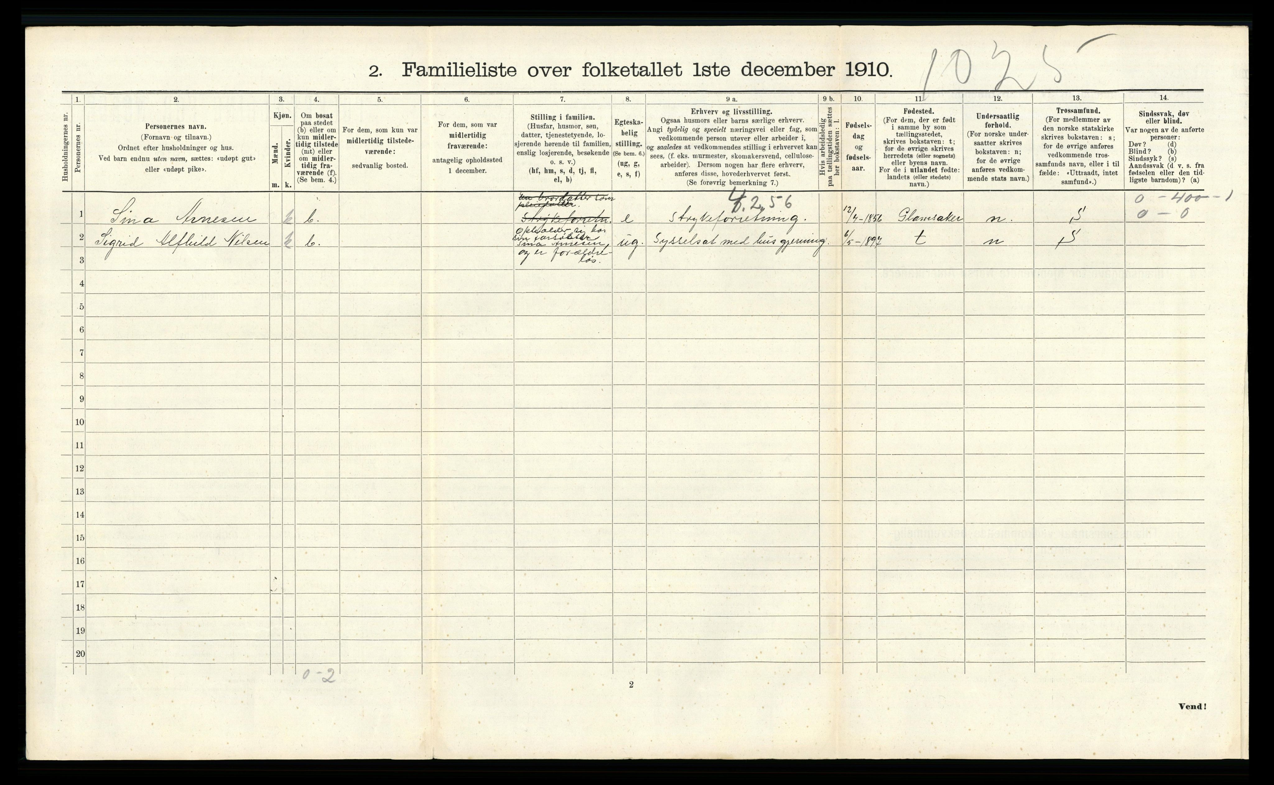 RA, 1910 census for Kristiansand, 1910, p. 977