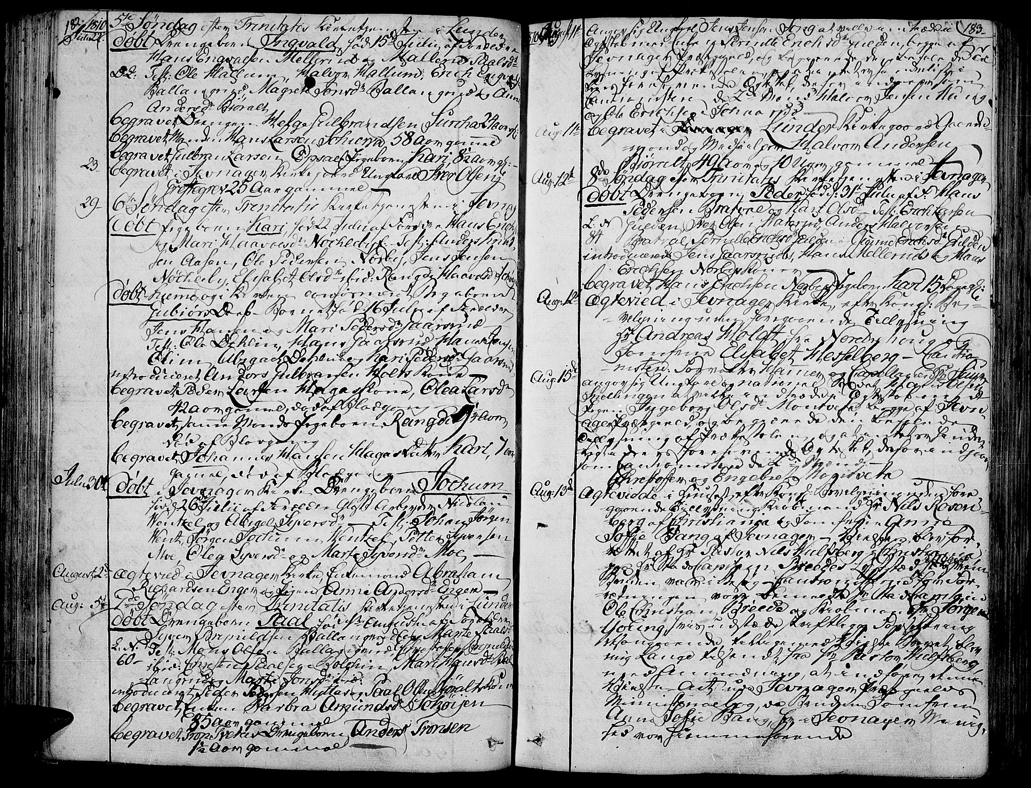 Jevnaker prestekontor, AV/SAH-PREST-116/H/Ha/Haa/L0004: Parish register (official) no. 4, 1800-1861, p. 182-183