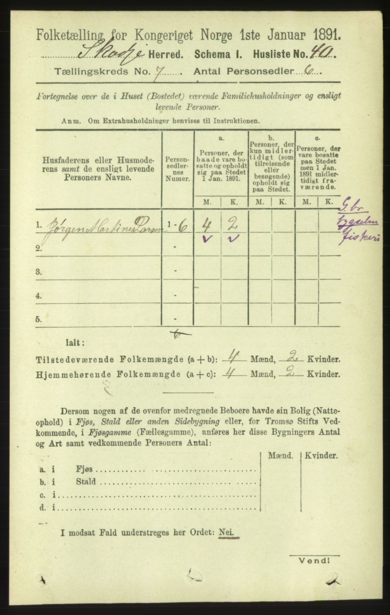 RA, 1891 census for 1529 Skodje, 1891, p. 1410