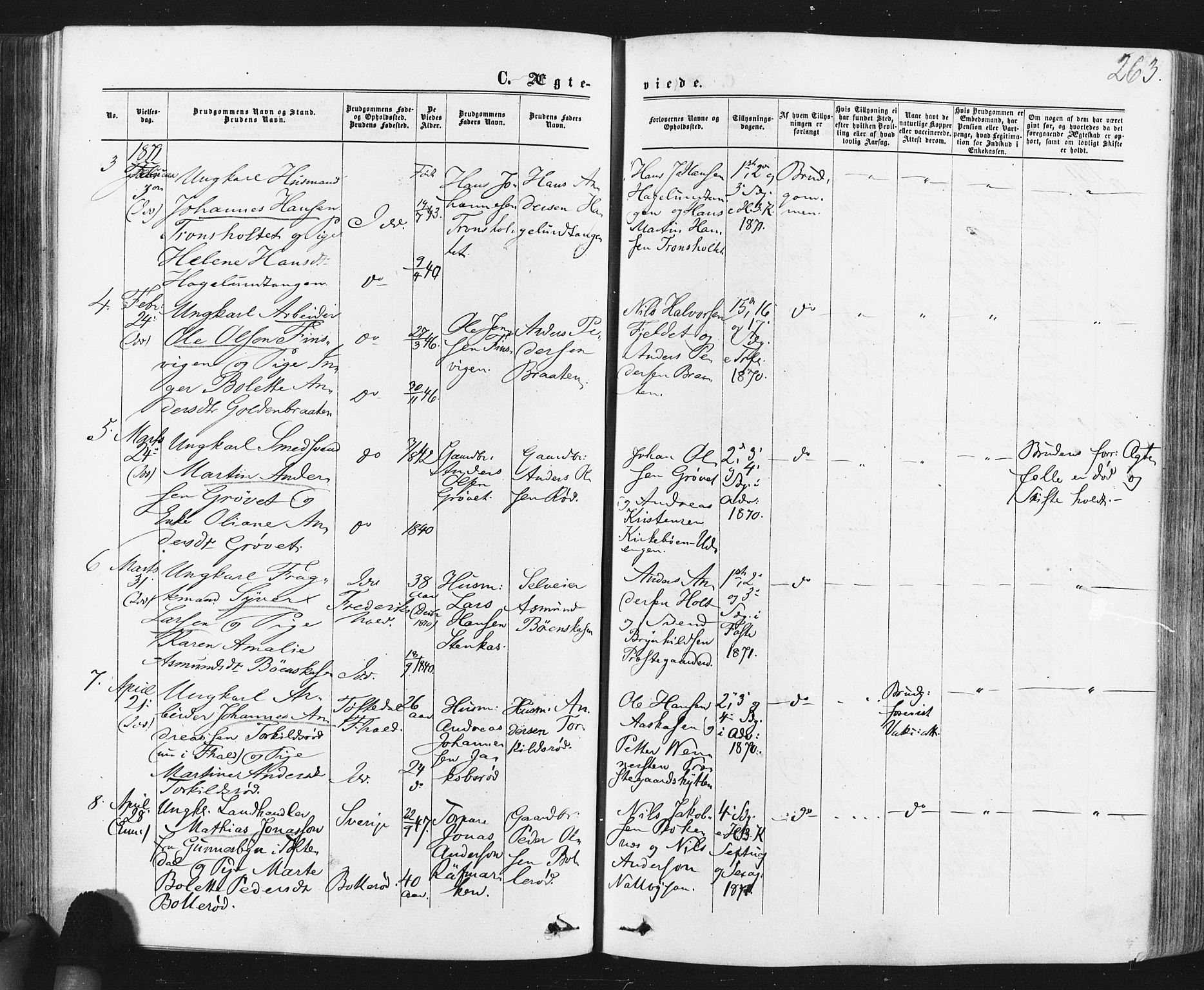 Idd prestekontor Kirkebøker, SAO/A-10911/F/Fc/L0005: Parish register (official) no. III 5, 1861-1877, p. 263