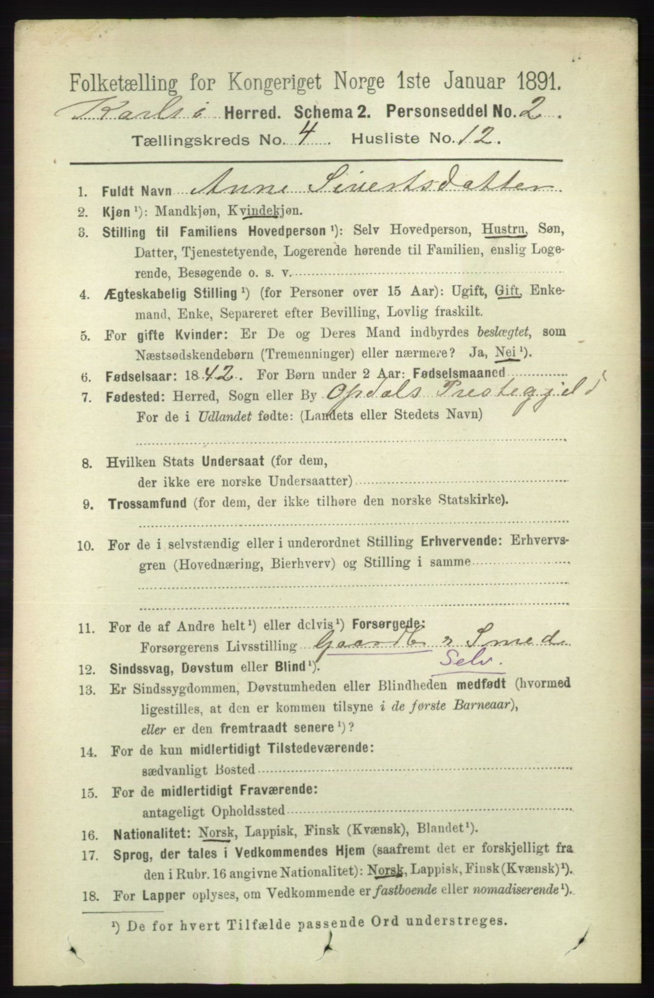 RA, 1891 census for 1936 Karlsøy, 1891, p. 931