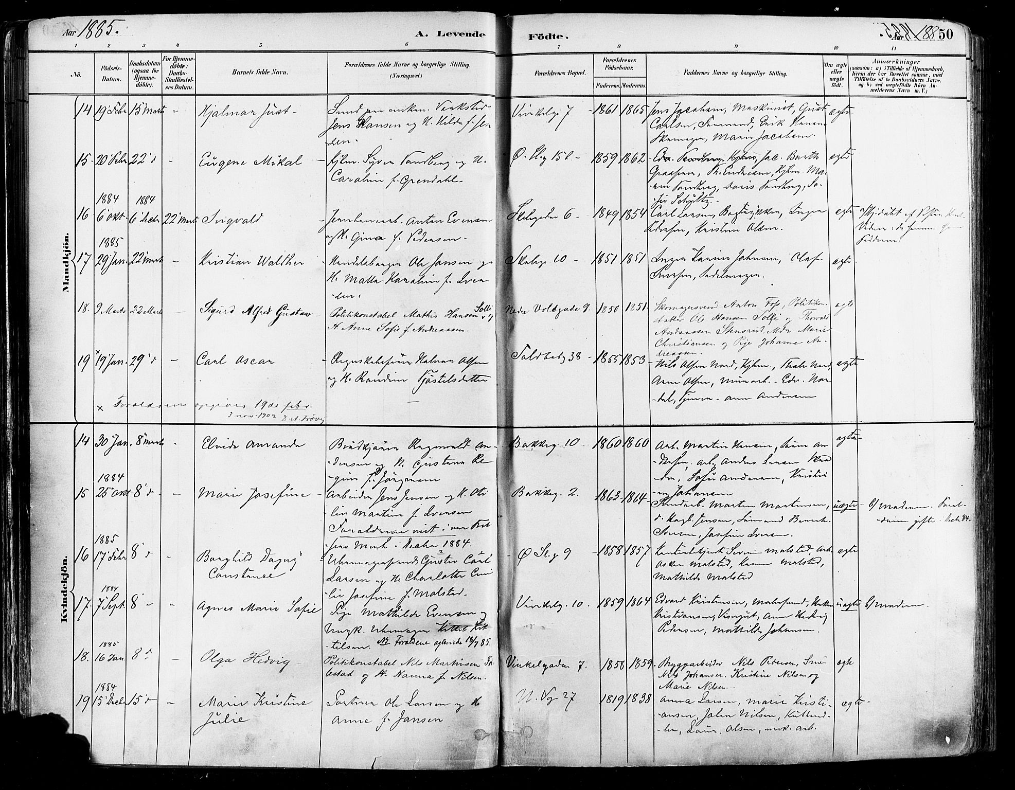 Johannes prestekontor Kirkebøker, AV/SAO-A-10852/F/Fa/L0003: Parish register (official) no. 3, 1882-1896, p. 50