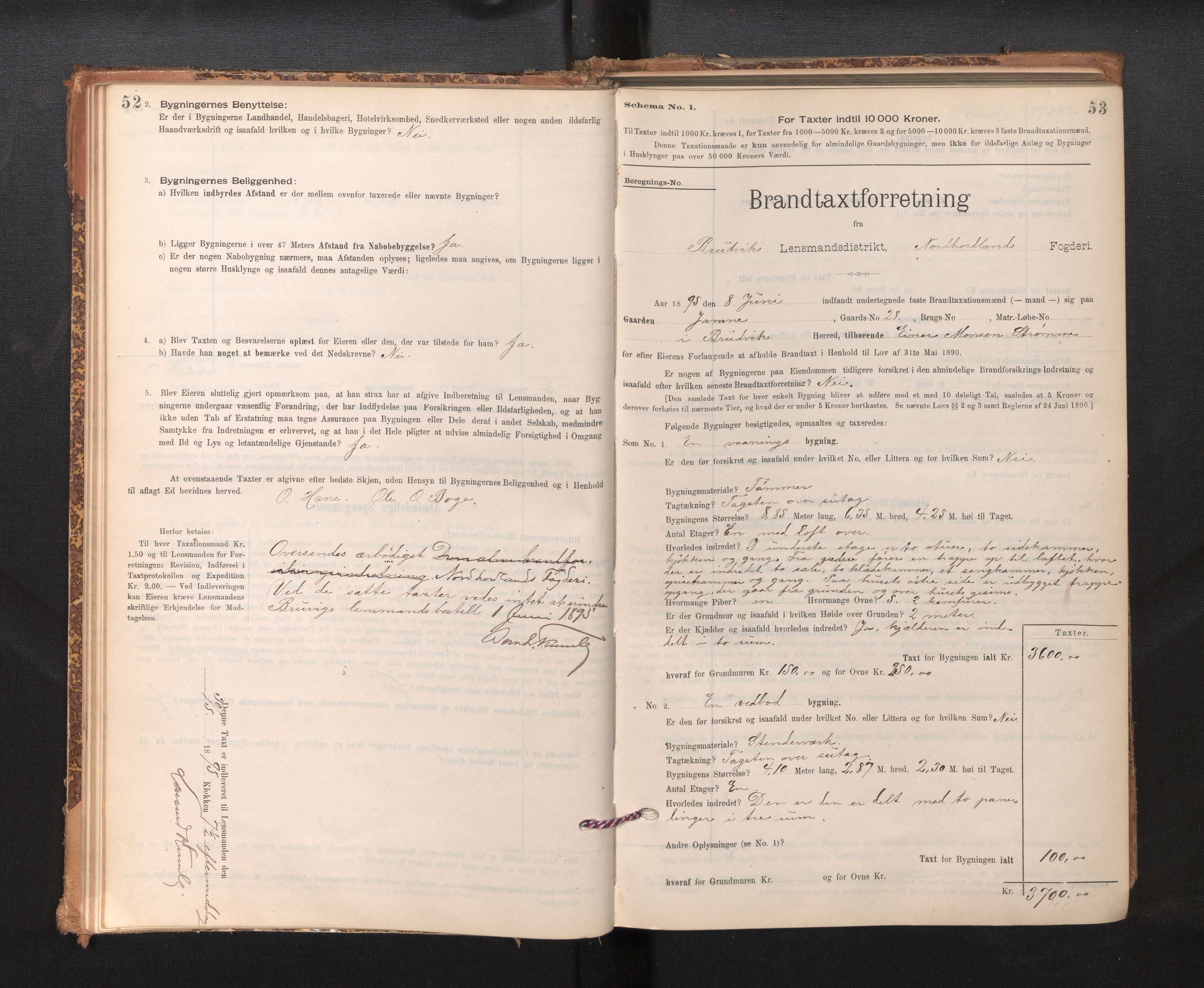 Lensmannen i Bruvik, AV/SAB-A-31301/0012/L0006: Branntakstprotokoll, skjematakst, 1894-1906, p. 52-53