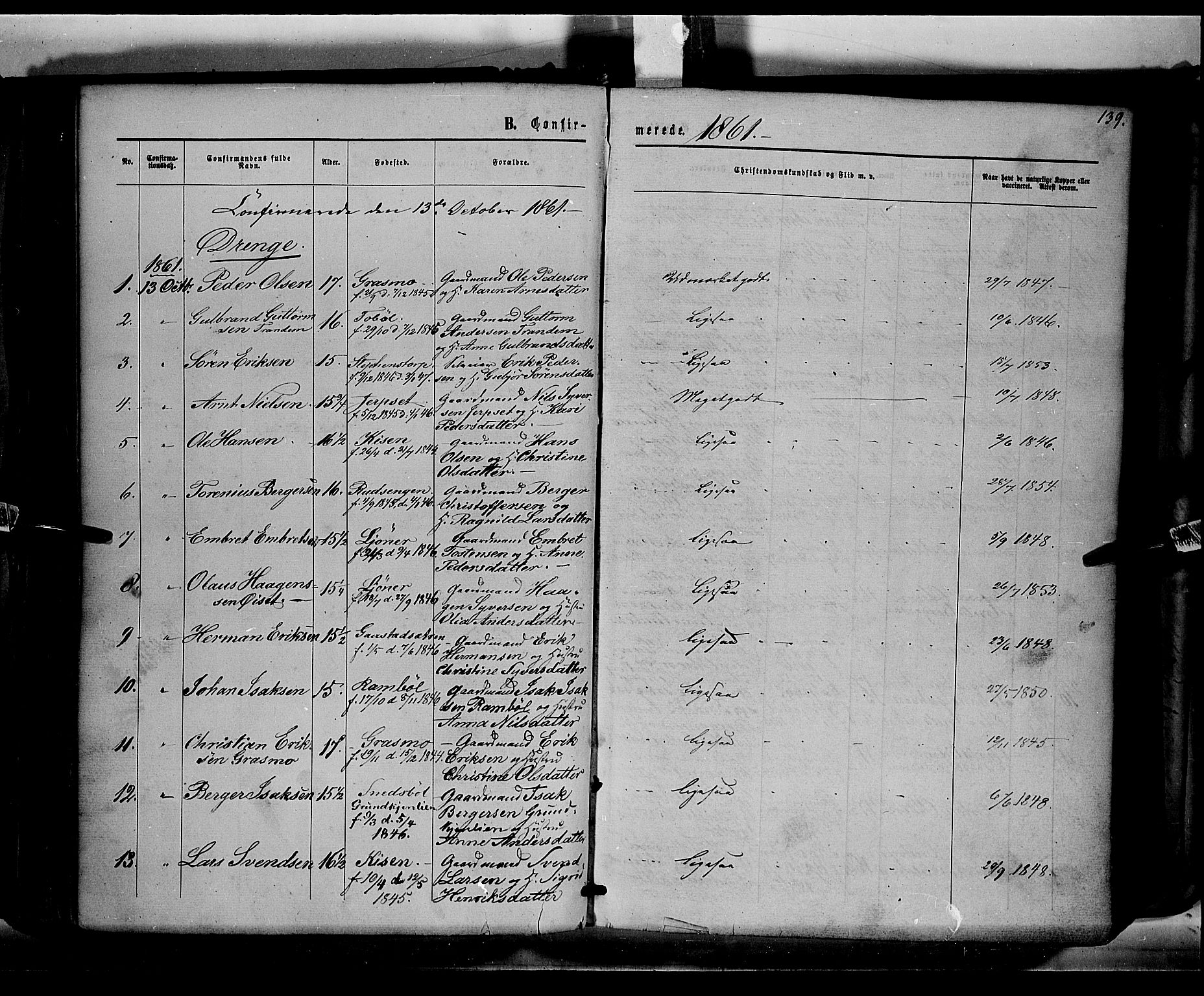 Eidskog prestekontor, AV/SAH-PREST-026/H/Ha/Haa/L0001: Parish register (official) no. 1, 1860-1867, p. 139