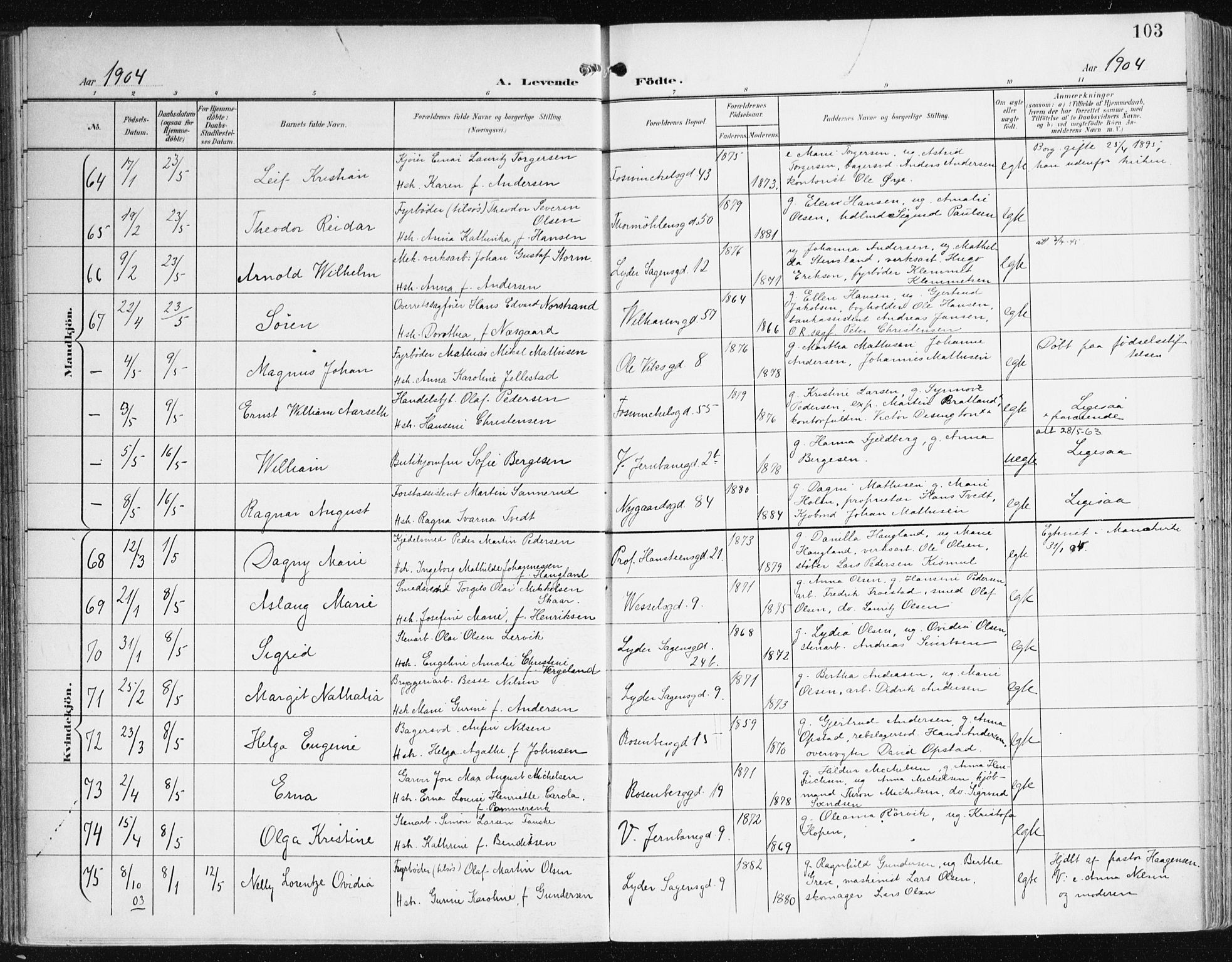 Johanneskirken sokneprestembete, AV/SAB-A-76001/H/Haa/L0002: Parish register (official) no. A 2, 1900-1912, p. 103