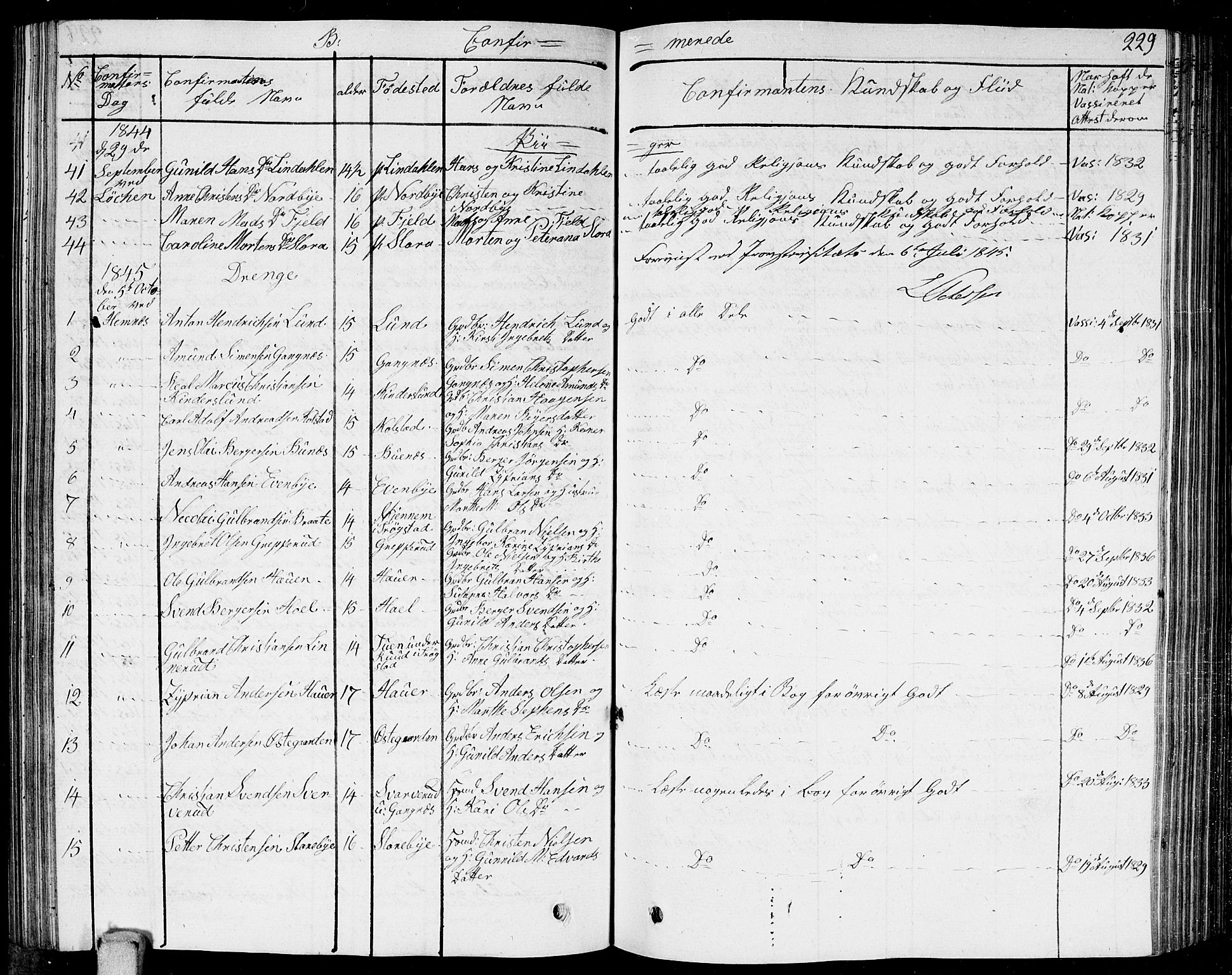 Høland prestekontor Kirkebøker, SAO/A-10346a/G/Ga/L0002: Parish register (copy) no. I 2, 1827-1845, p. 229