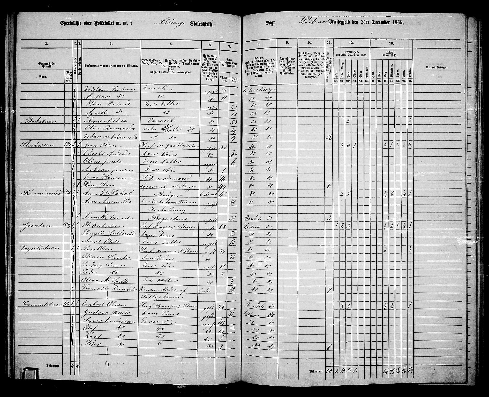 RA, 1865 census for Løten, 1865, p. 92