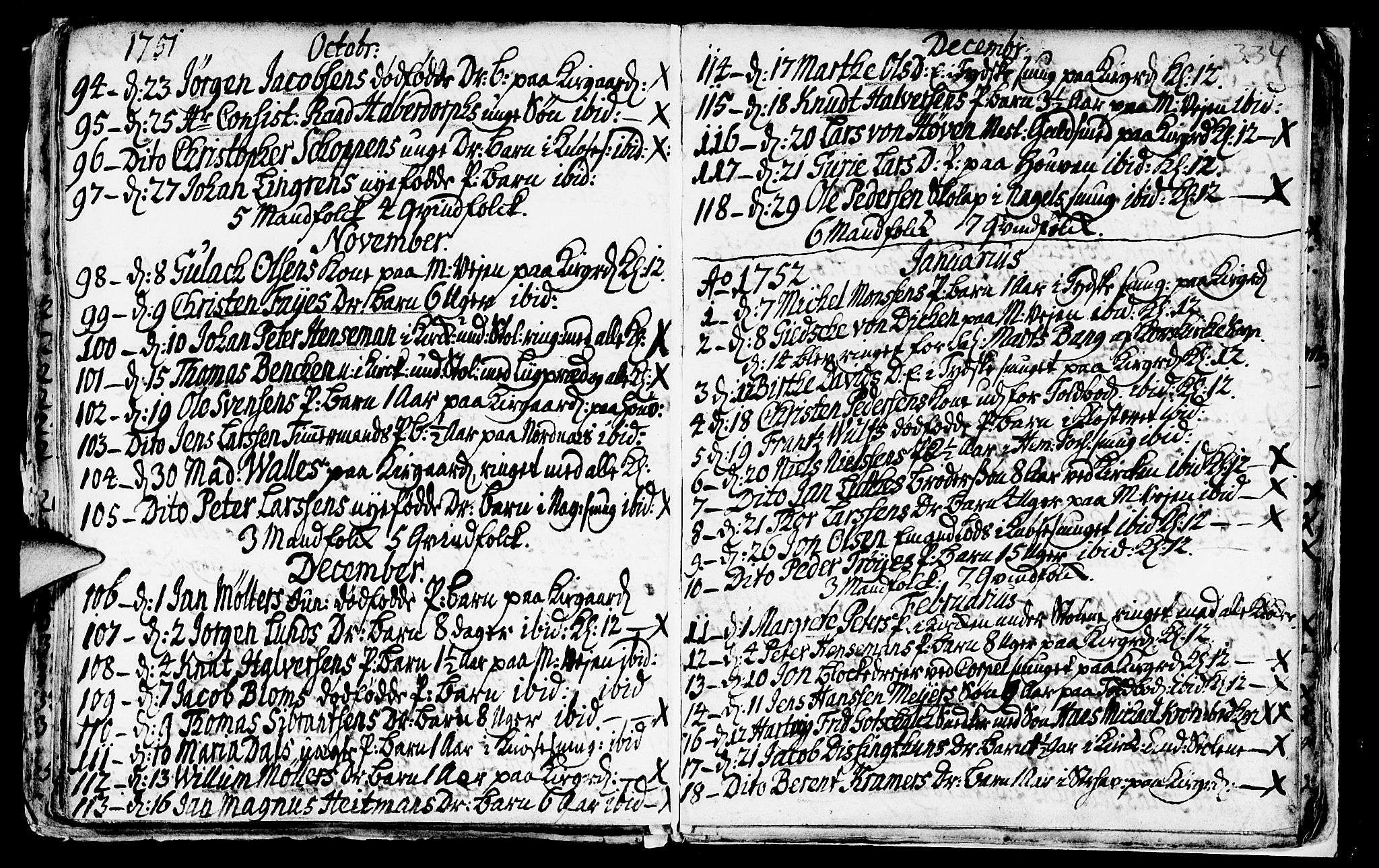 Nykirken Sokneprestembete, SAB/A-77101/H/Haa/L0009: Parish register (official) no. A 9, 1689-1759, p. 334