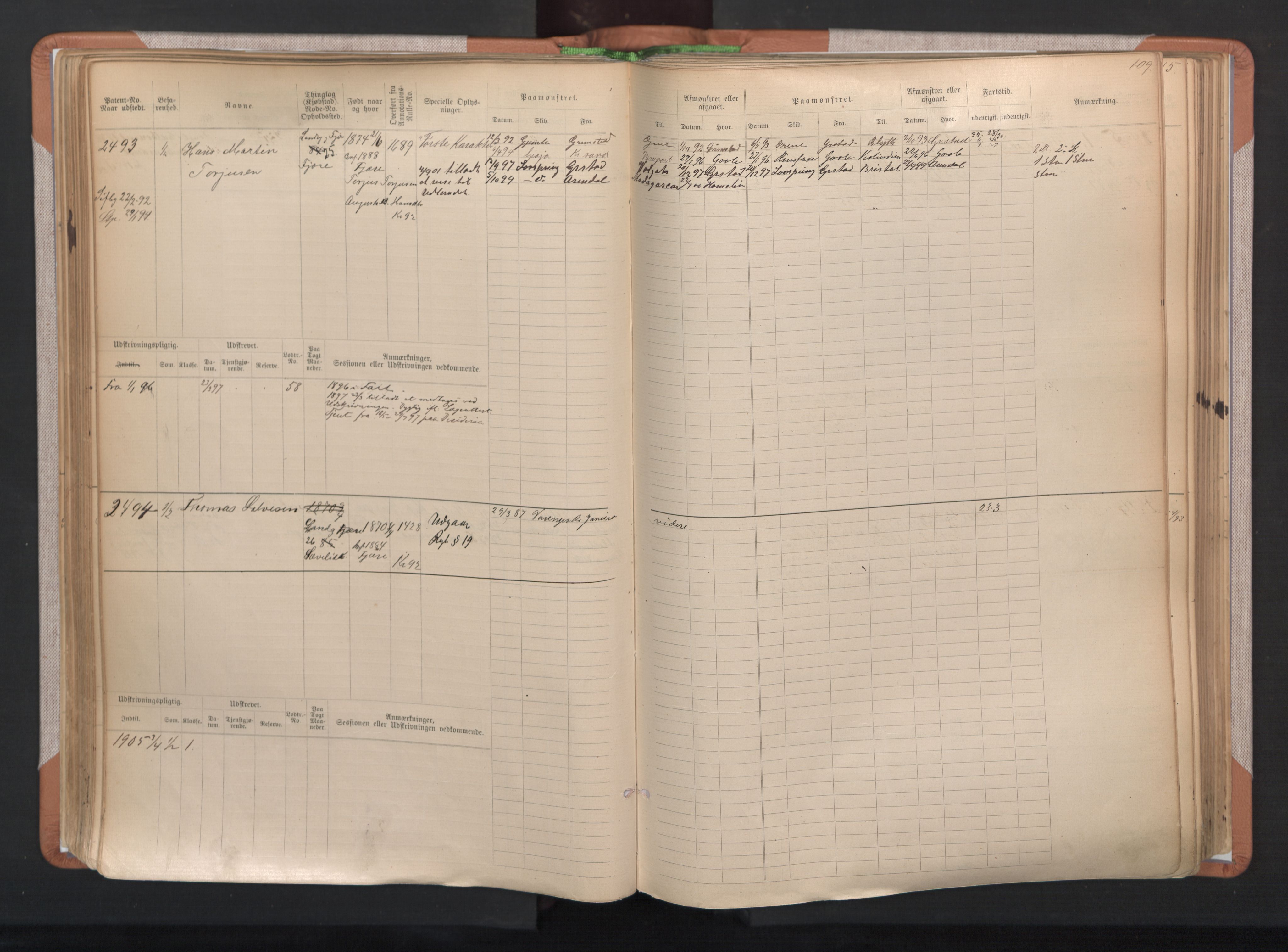 Grimstad mønstringskrets, AV/SAK-2031-0013/F/Fb/L0004: Hovedrulle A nr 2277-3042, F-7, 1889-1940, p. 114