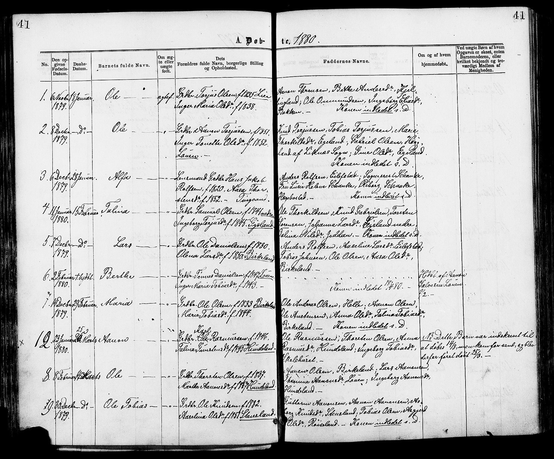 Hægebostad sokneprestkontor, AV/SAK-1111-0024/F/Fa/Faa/L0005: Parish register (official) no. A 5, 1864-1886, p. 41