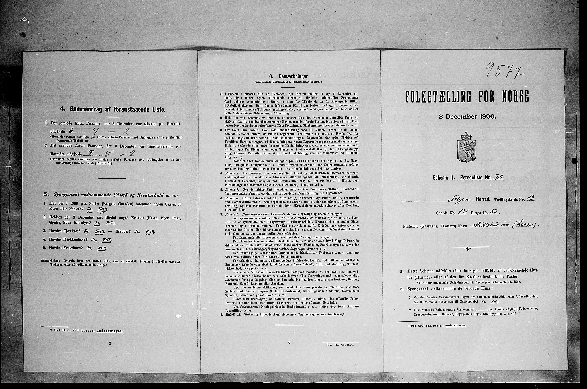 SAH, 1900 census for Tolga, 1900, p. 1230