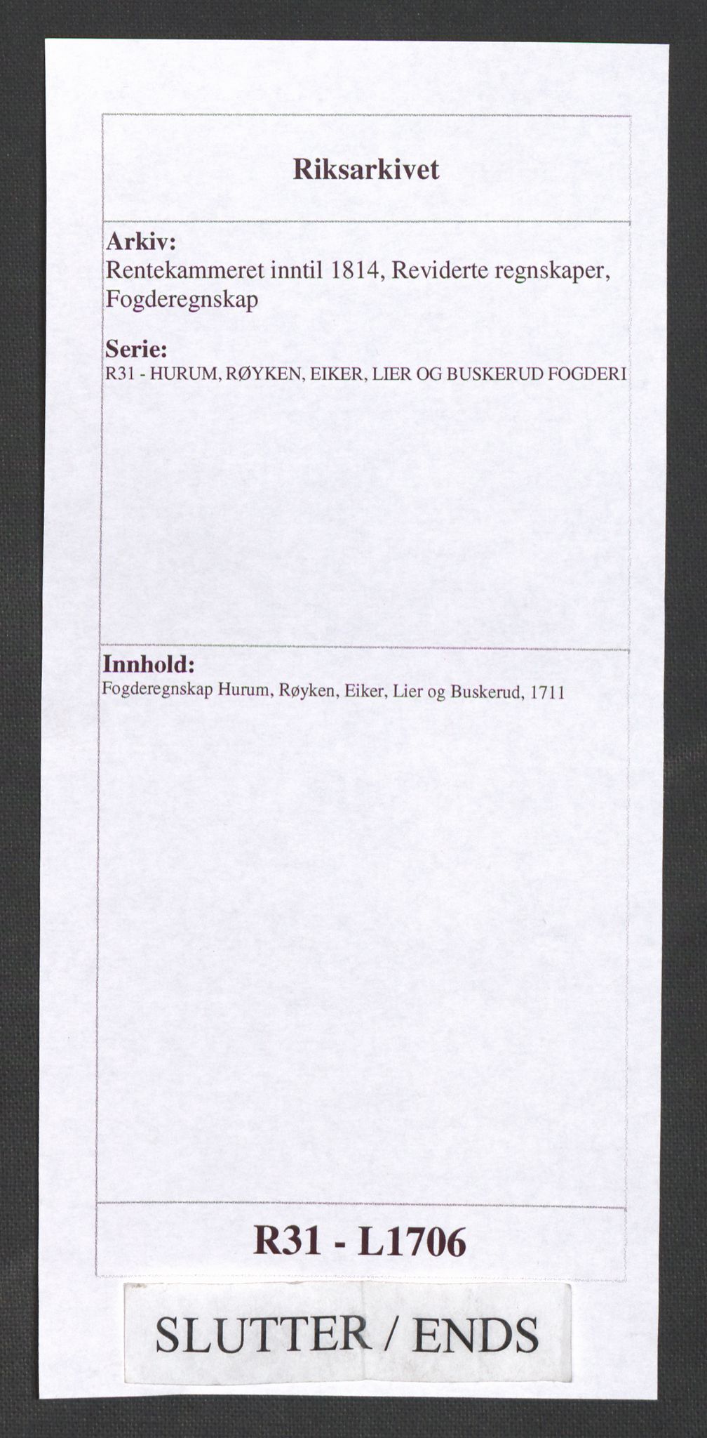 Rentekammeret inntil 1814, Reviderte regnskaper, Fogderegnskap, AV/RA-EA-4092/R31/L1706: Fogderegnskap Hurum, Røyken, Eiker, Lier og Buskerud, 1711, p. 194