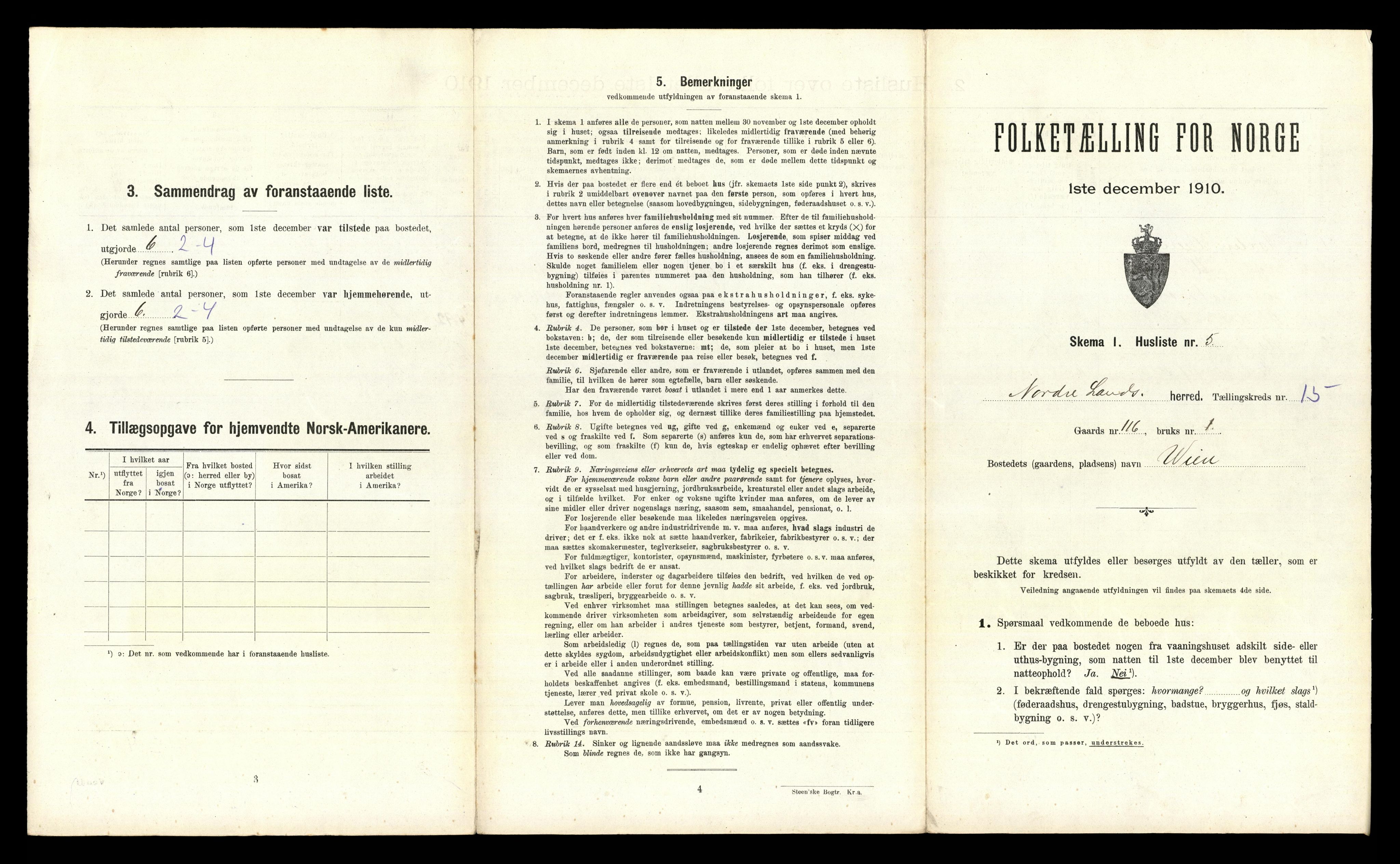 RA, 1910 census for Nordre Land, 1910, p. 1643