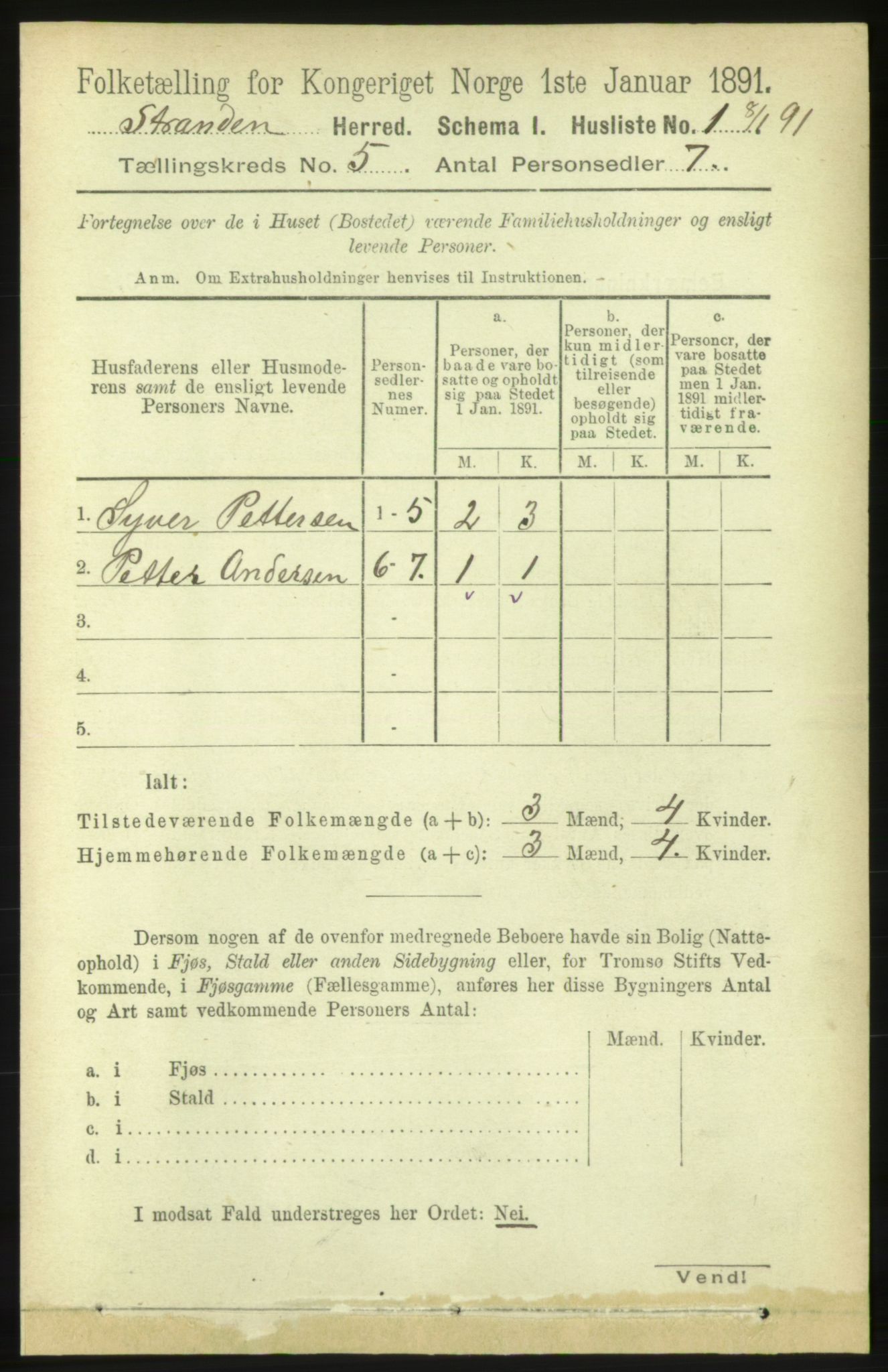 RA, 1891 census for 1525 Stranda, 1891, p. 962