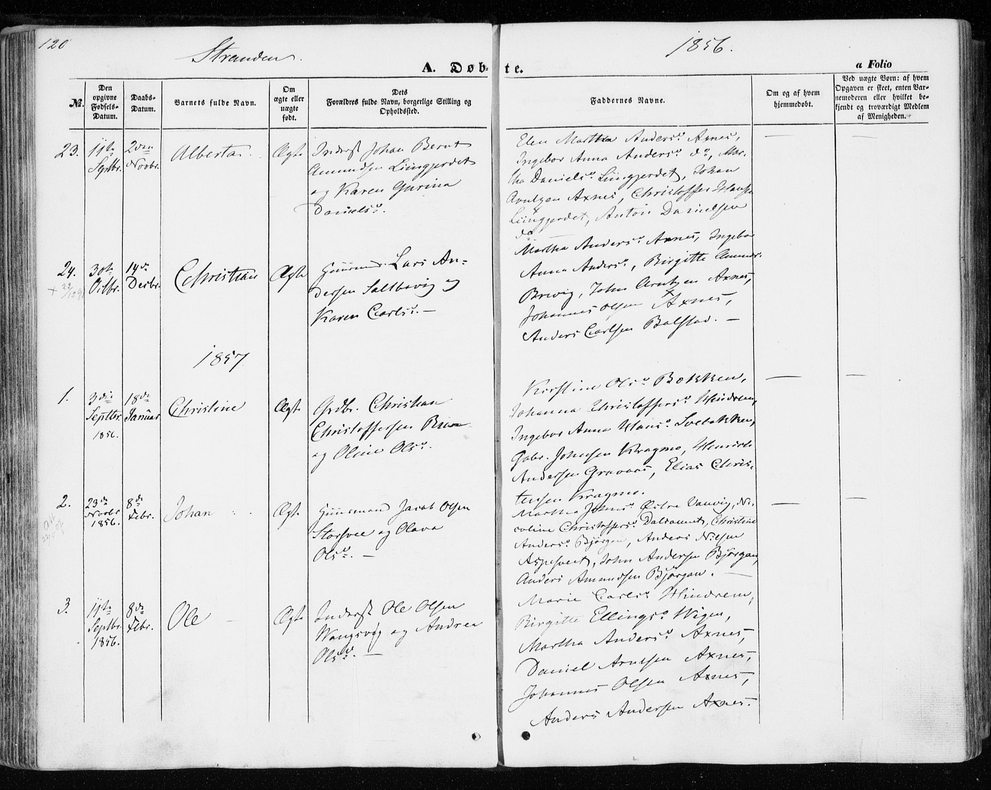 Ministerialprotokoller, klokkerbøker og fødselsregistre - Nord-Trøndelag, SAT/A-1458/701/L0008: Parish register (official) no. 701A08 /2, 1854-1863, p. 120