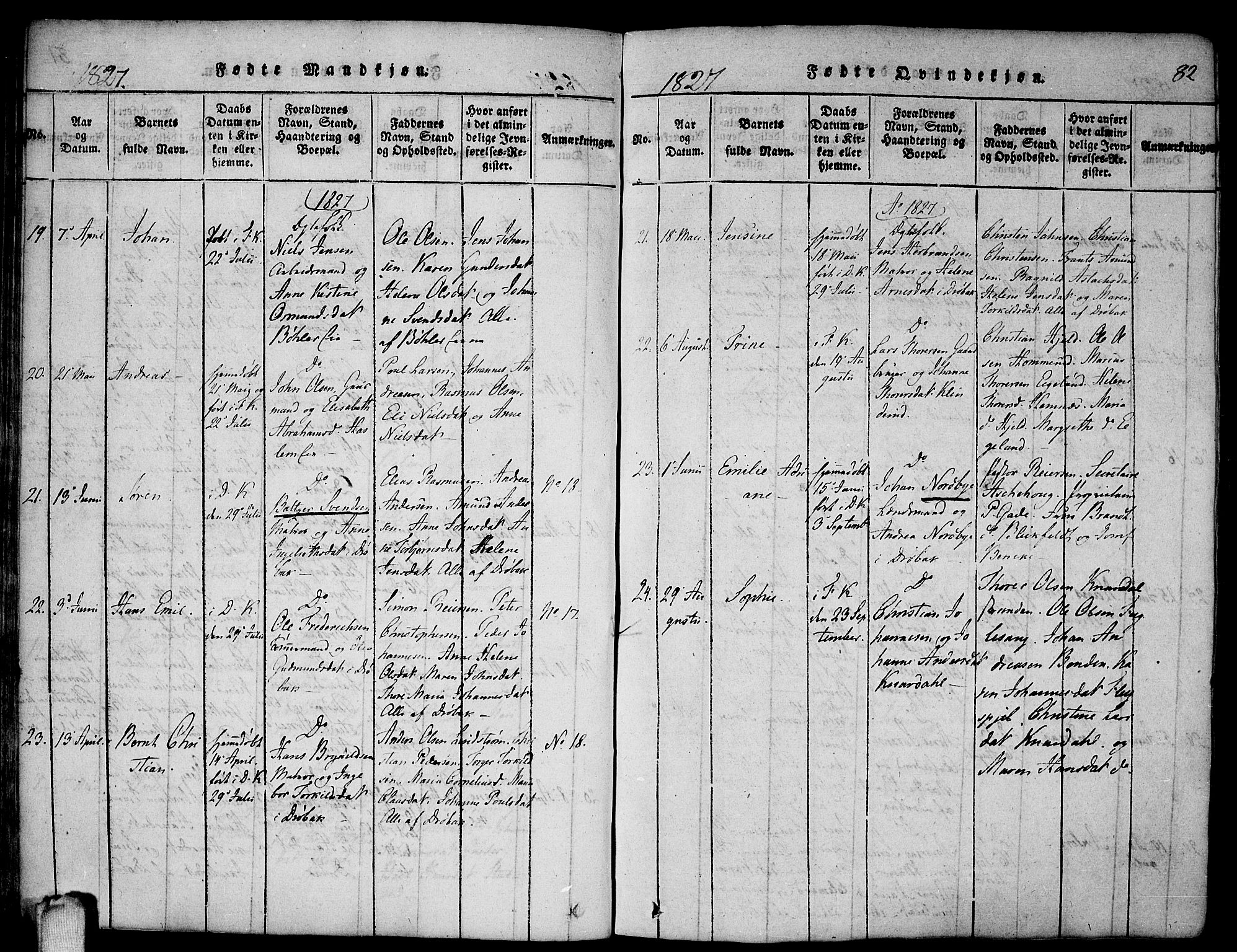 Drøbak prestekontor Kirkebøker, AV/SAO-A-10142a/F/Fa/L0001: Parish register (official) no. I 1, 1816-1842, p. 82