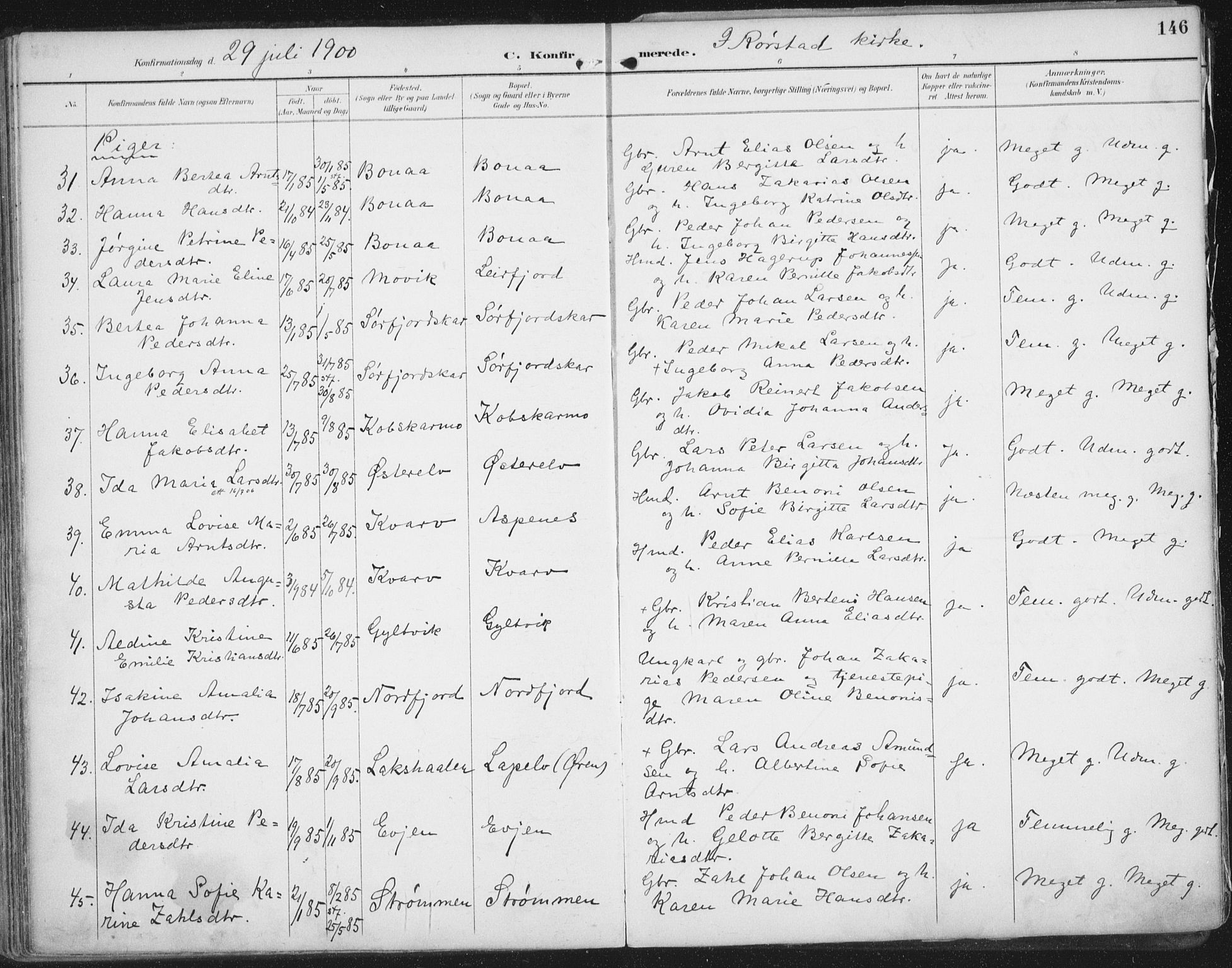 Ministerialprotokoller, klokkerbøker og fødselsregistre - Nordland, SAT/A-1459/854/L0779: Parish register (official) no. 854A02, 1892-1909, p. 146