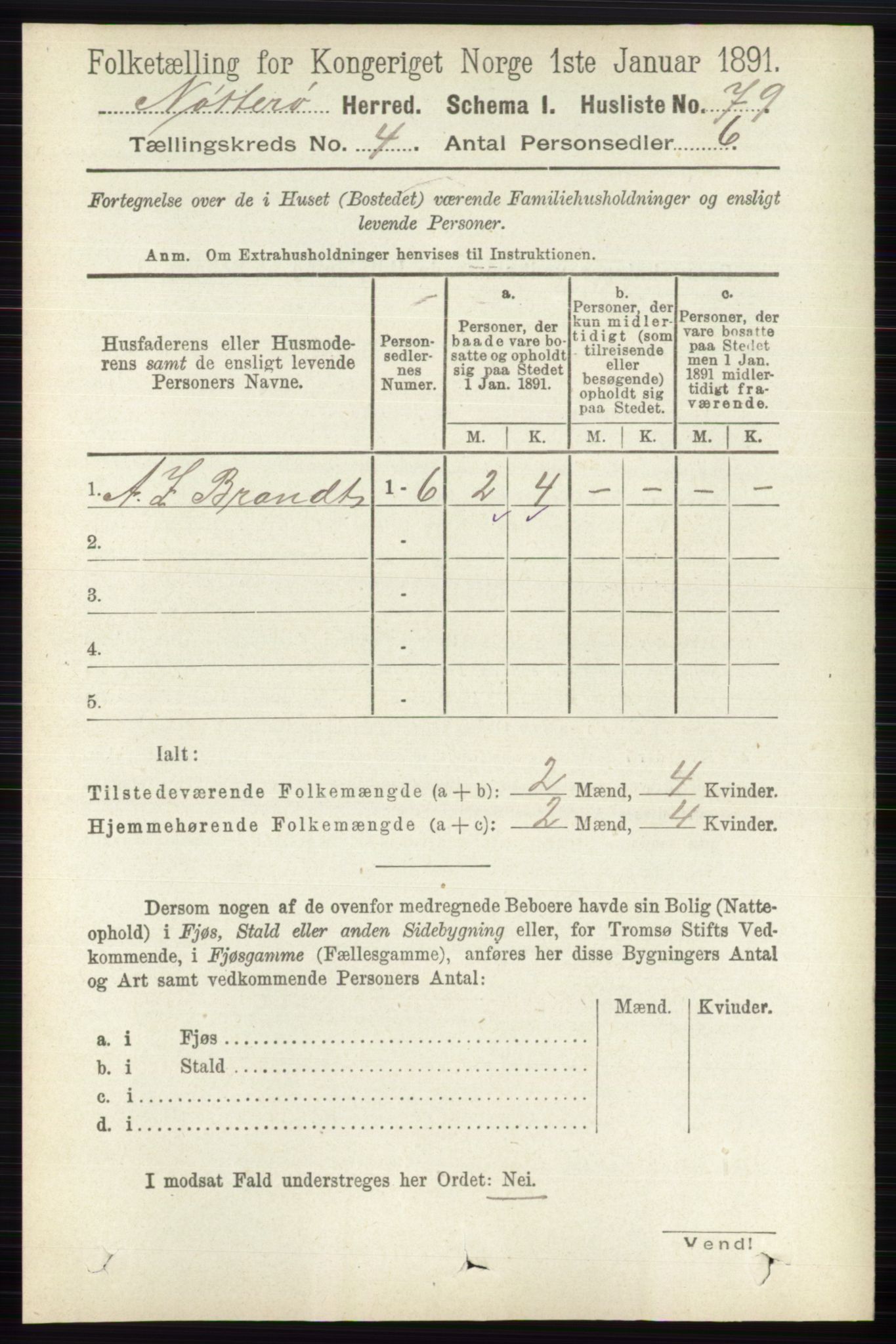 RA, 1891 census for 0722 Nøtterøy, 1891, p. 2022