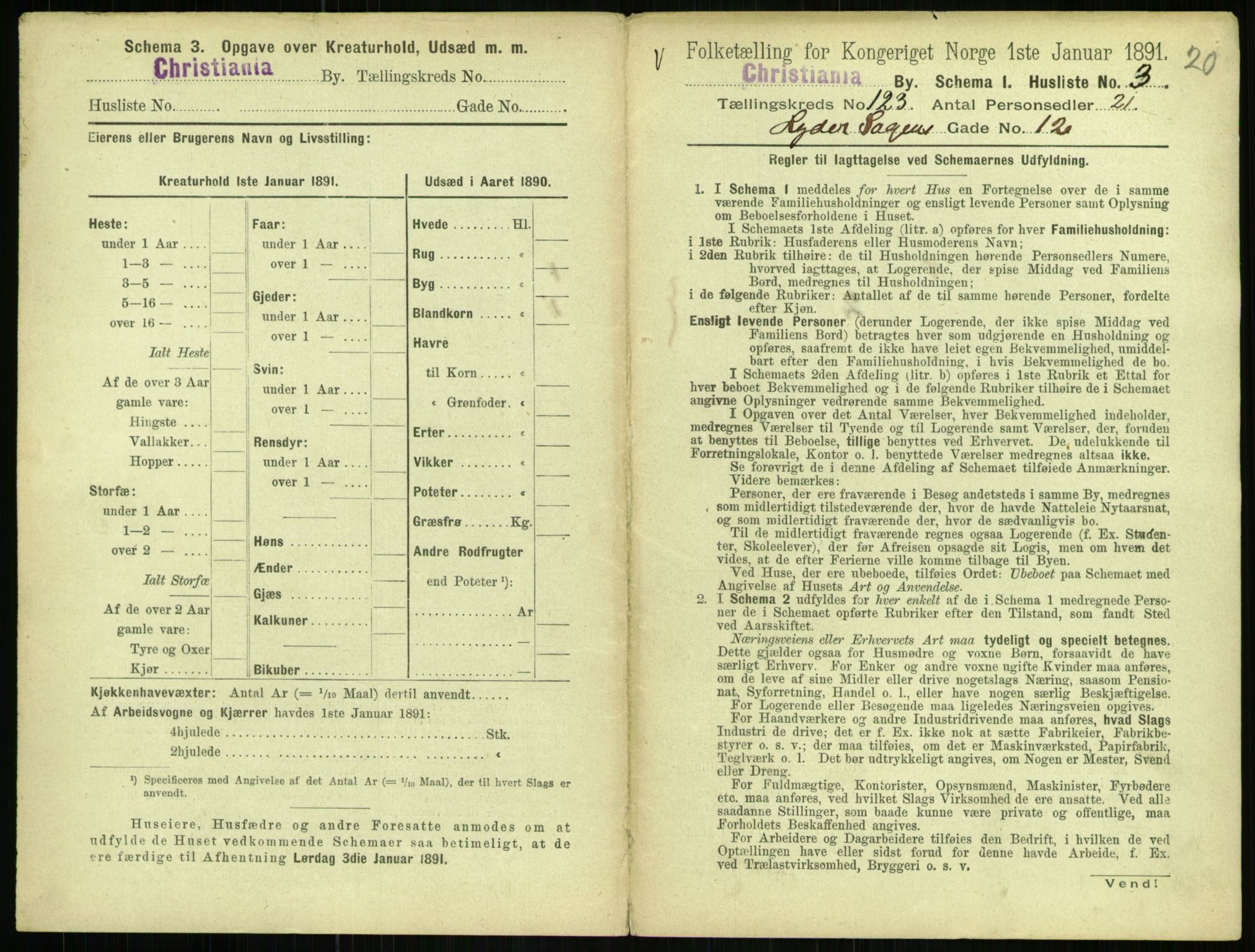 RA, 1891 census for 0301 Kristiania, 1891, p. 65091