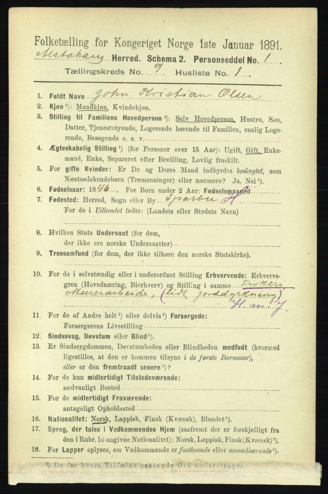 RA, 1891 census for 1820 Alstahaug, 1891, p. 3239