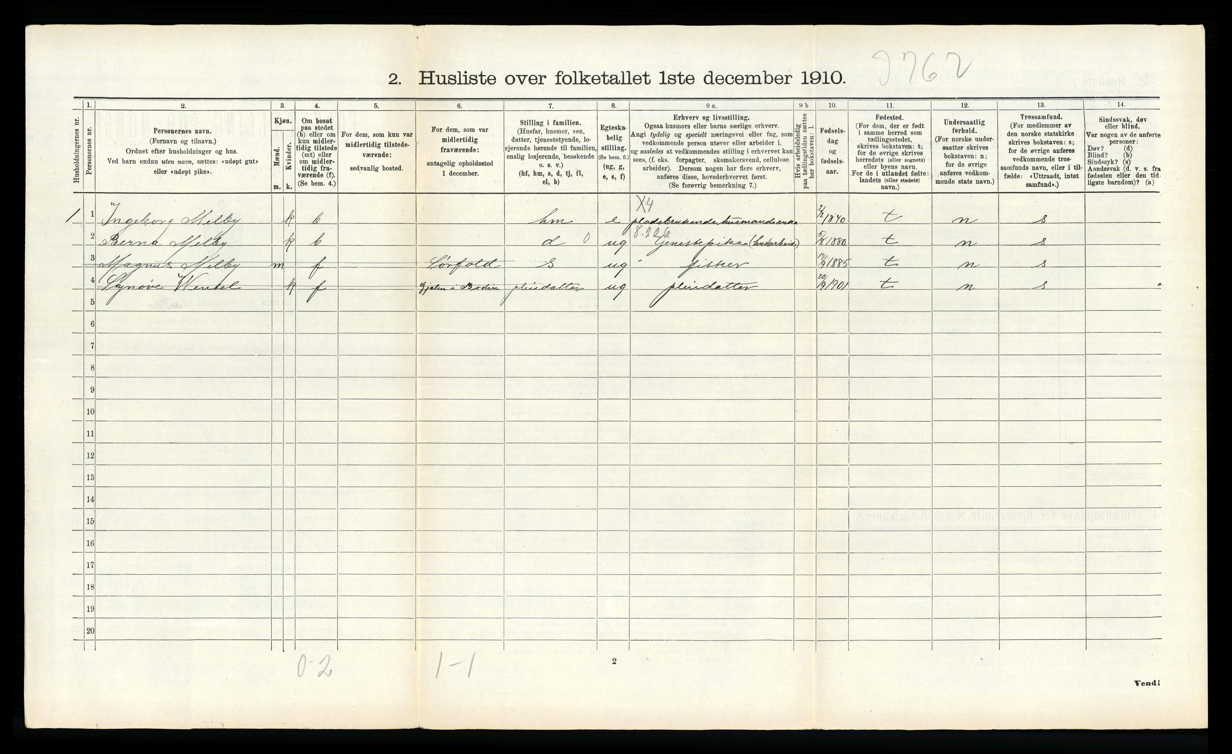 RA, 1910 census for Bodin, 1910, p. 1498