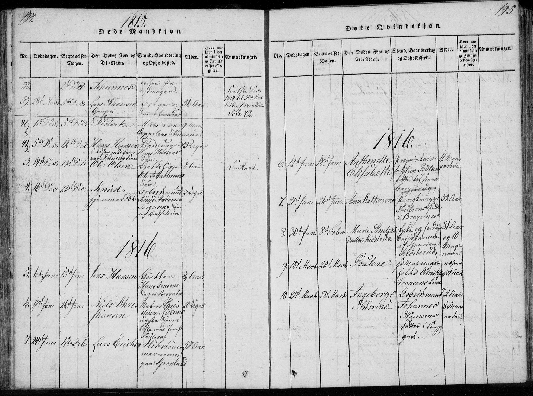 Bragernes kirkebøker, SAKO/A-6/F/Fa/L0007: Parish register (official) no. I 7, 1815-1829, p. 194-195