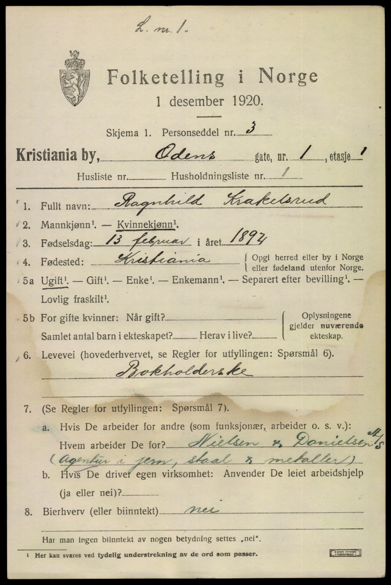 SAO, 1920 census for Kristiania, 1920, p. 429229