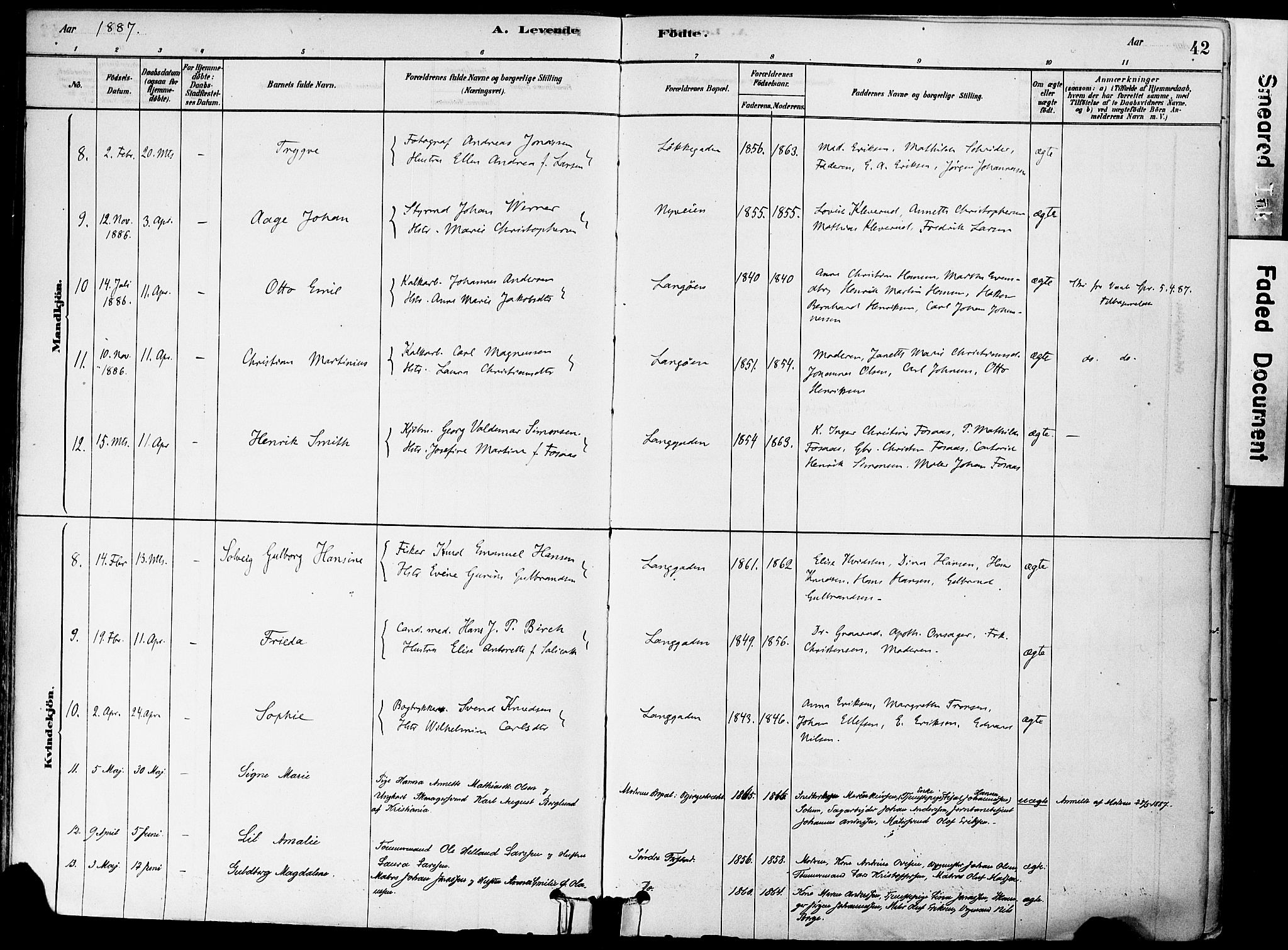 Holmestrand kirkebøker, AV/SAKO-A-346/F/Fa/L0004: Parish register (official) no. 4, 1880-1901, p. 42