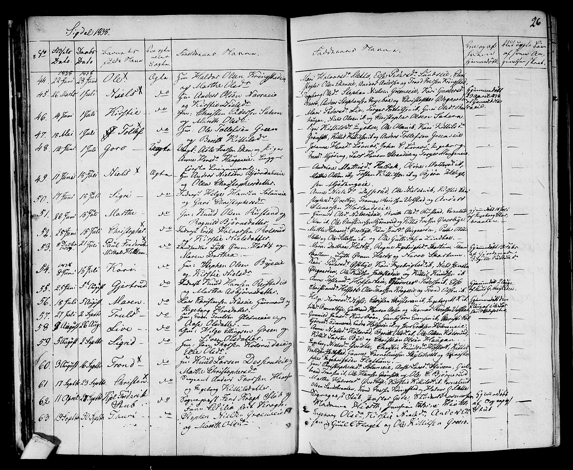 Sigdal kirkebøker, AV/SAKO-A-245/F/Fa/L0006: Parish register (official) no. I 6 /1, 1829-1843, p. 26