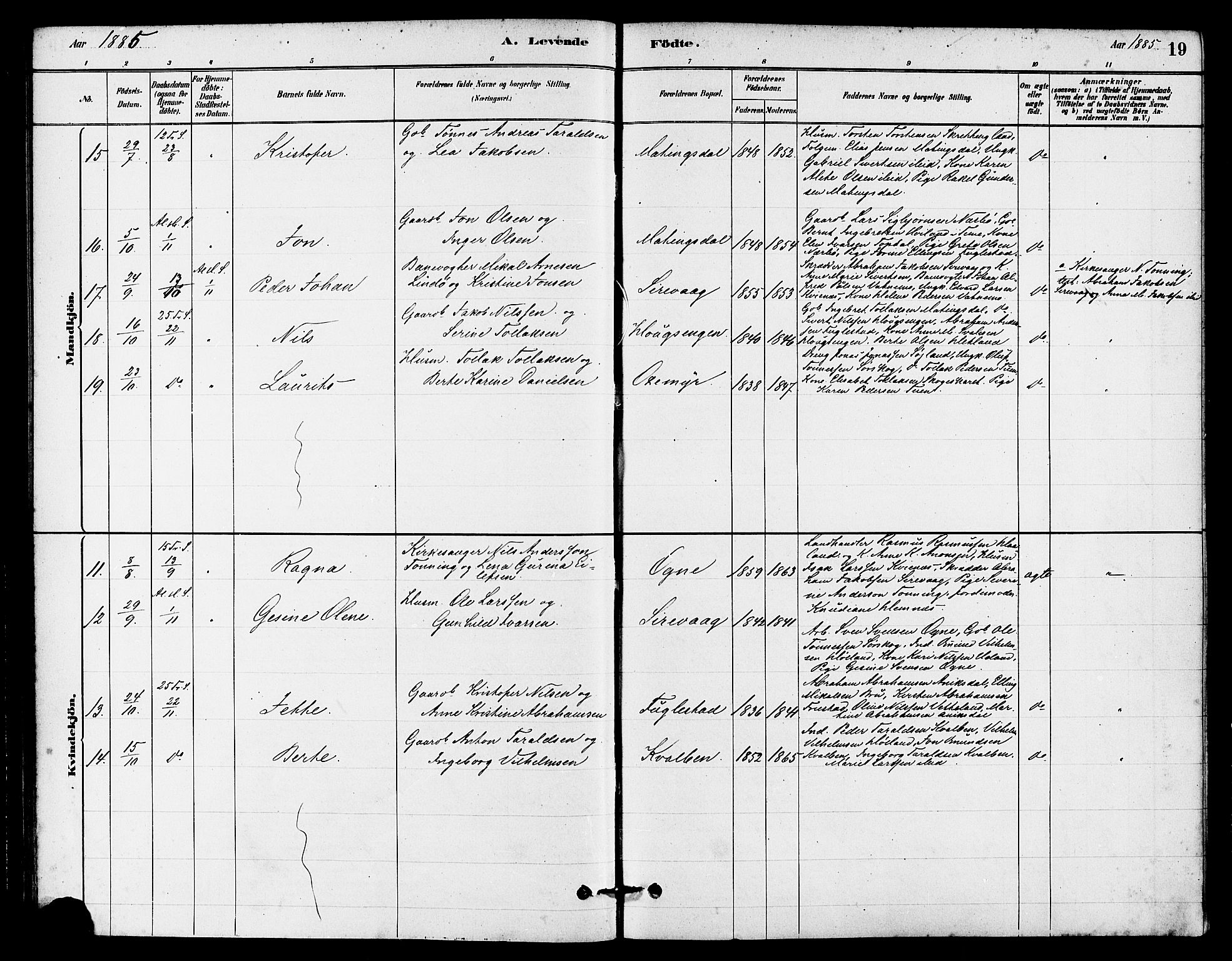 Eigersund sokneprestkontor, AV/SAST-A-101807/S08/L0016: Parish register (official) no. A 16, 1879-1893, p. 19