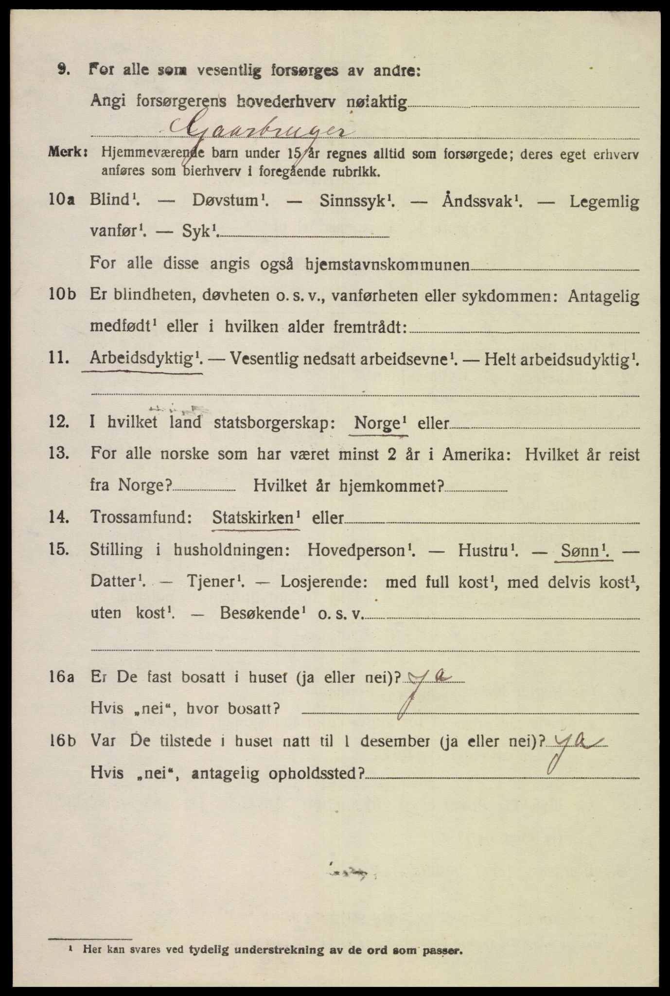 SAK, 1920 census for Bakke, 1920, p. 2563