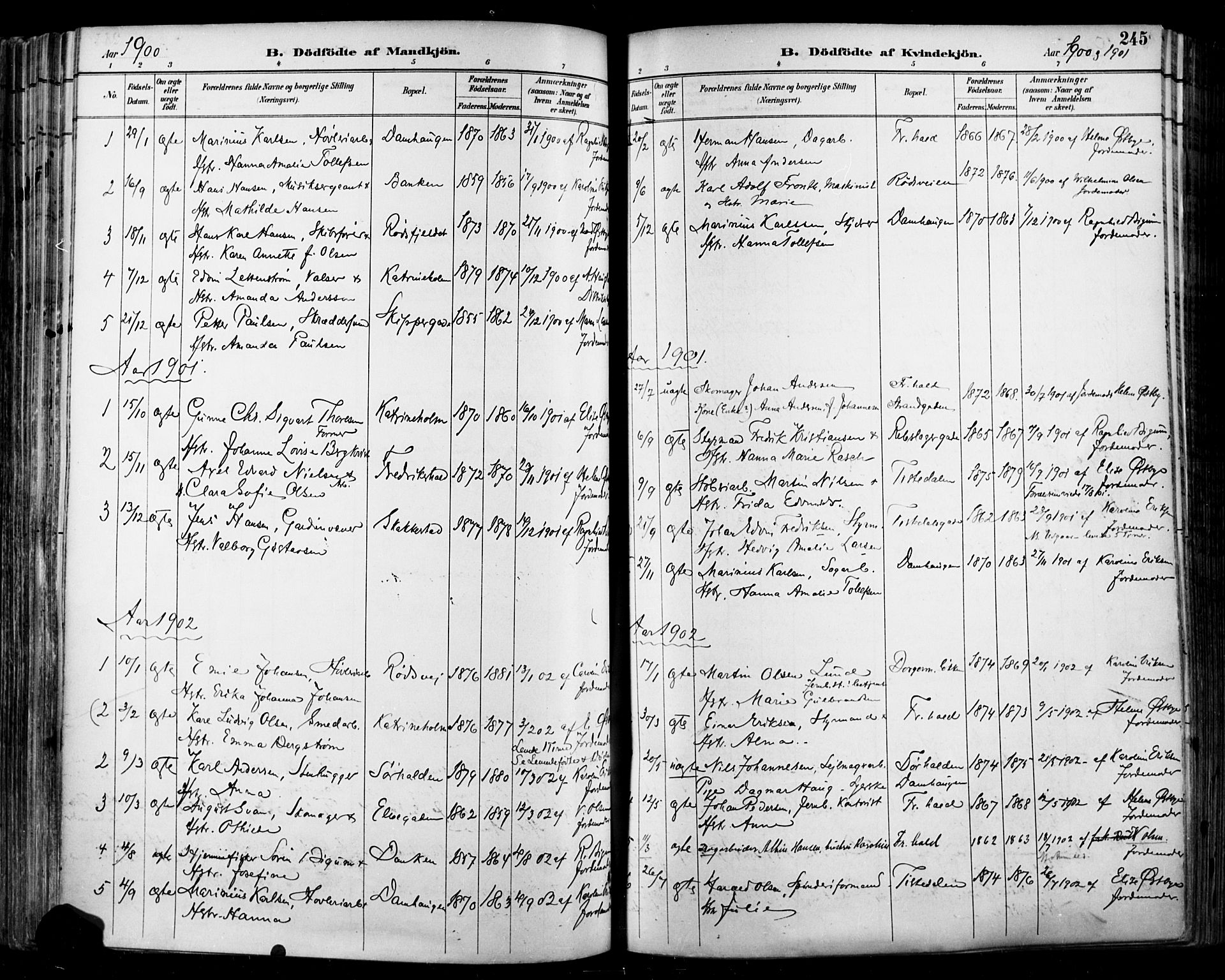 Halden prestekontor Kirkebøker, AV/SAO-A-10909/F/Fa/L0013: Parish register (official) no. I 13, 1890-1906, p. 245